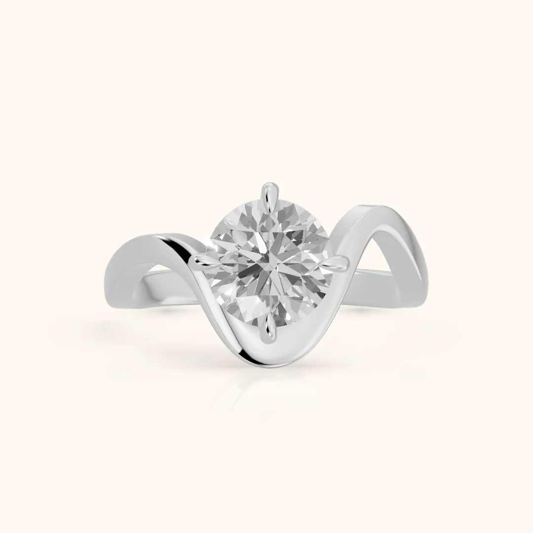 Empire Solitaire Bypass Round Diamond Engagement Ring in Platinum — view 2