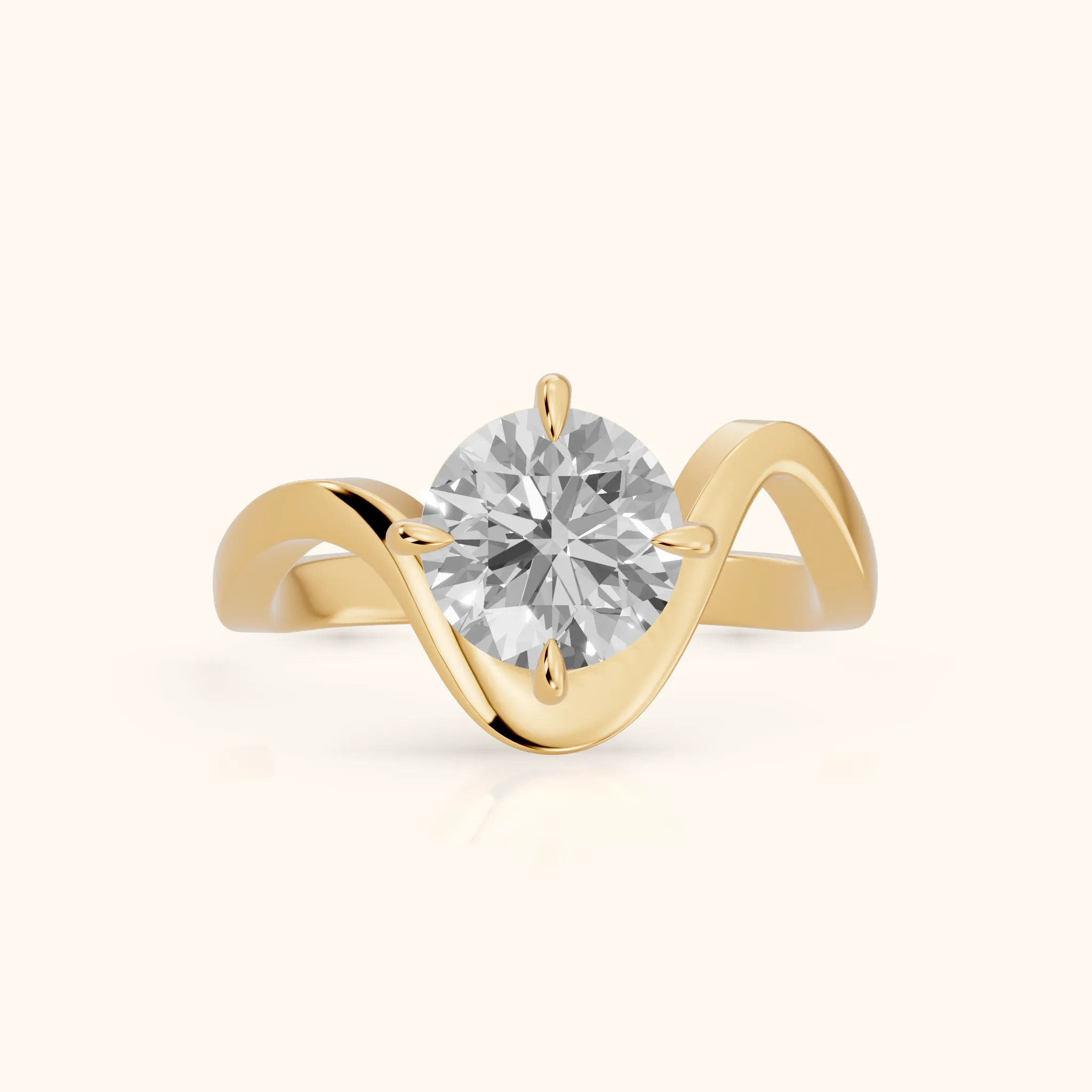 Empire Solitaire Bypass Round Diamond Engagement Ring in Yellow Gold — view 1