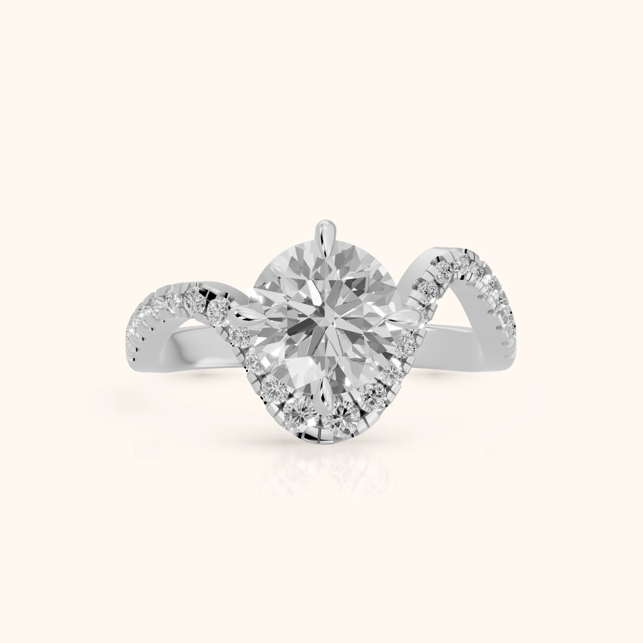 Cambria Bypass Pavé Round Diamond Engagement Ring in Platinum — view 1