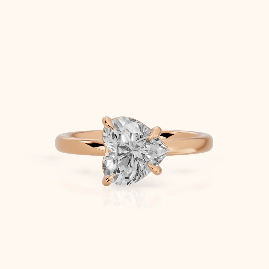 Solvang East-West Solitaire Heart Diamond Engagement Ring in Rose Gold — view 2