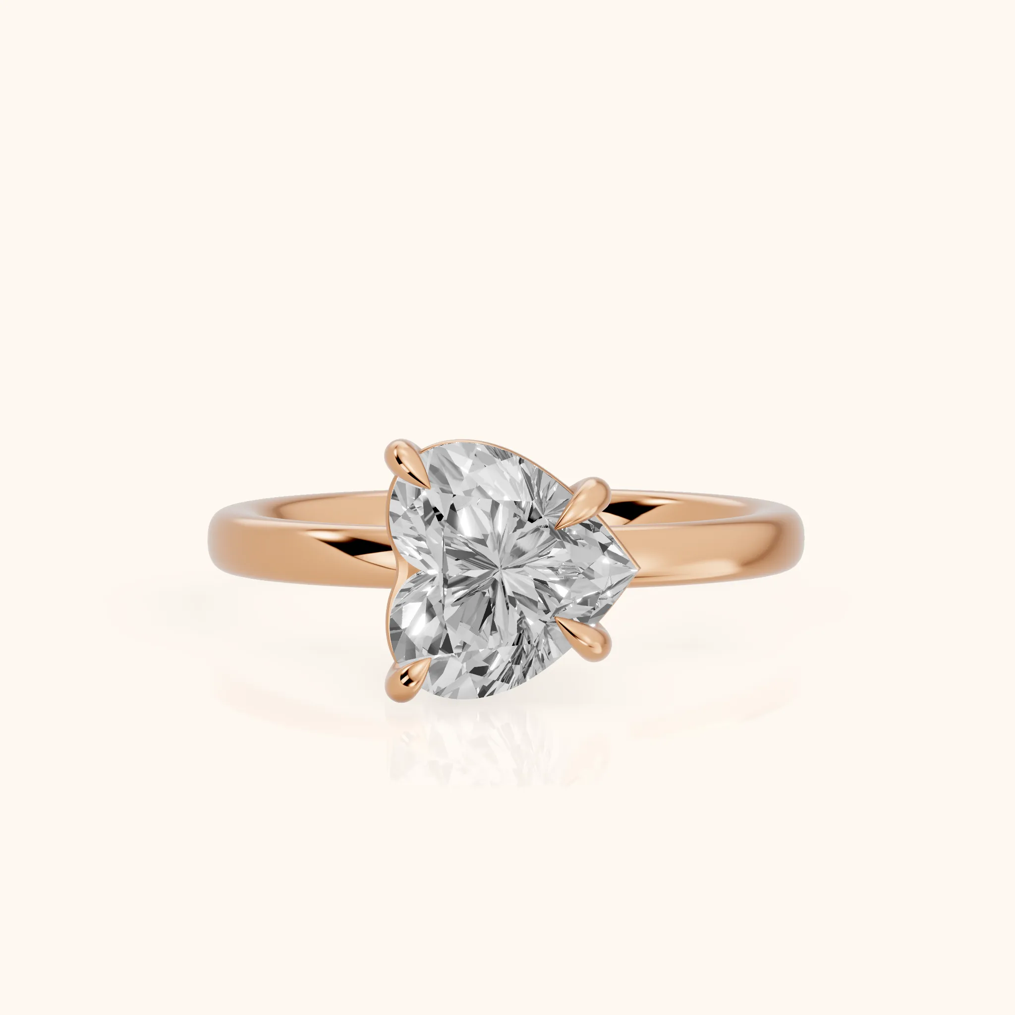 Solvang East-West Solitaire Heart Diamond Engagement Ring in Rose Gold — view 1