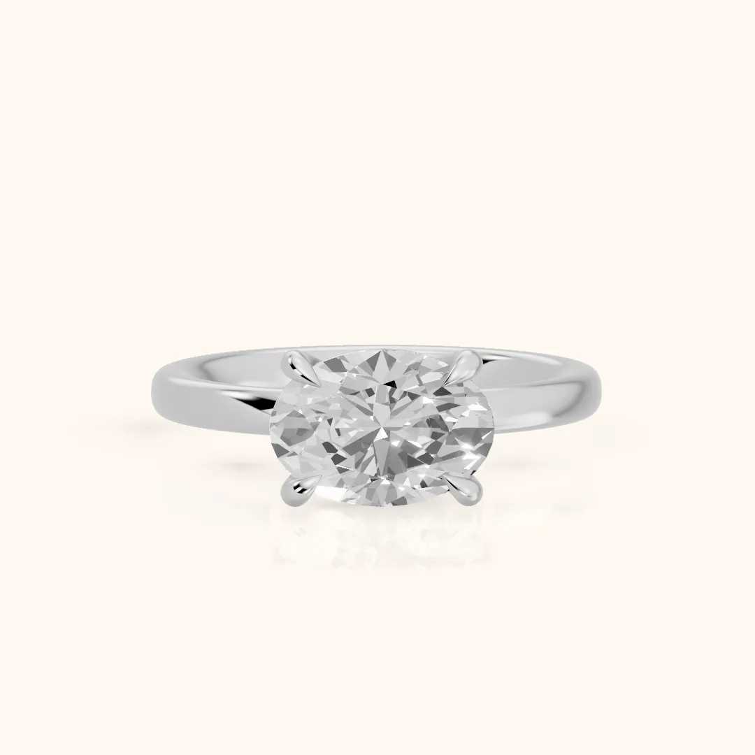 Solvang East-West Solitaire Oval Diamond Engagement Ring in Platinum — view 2