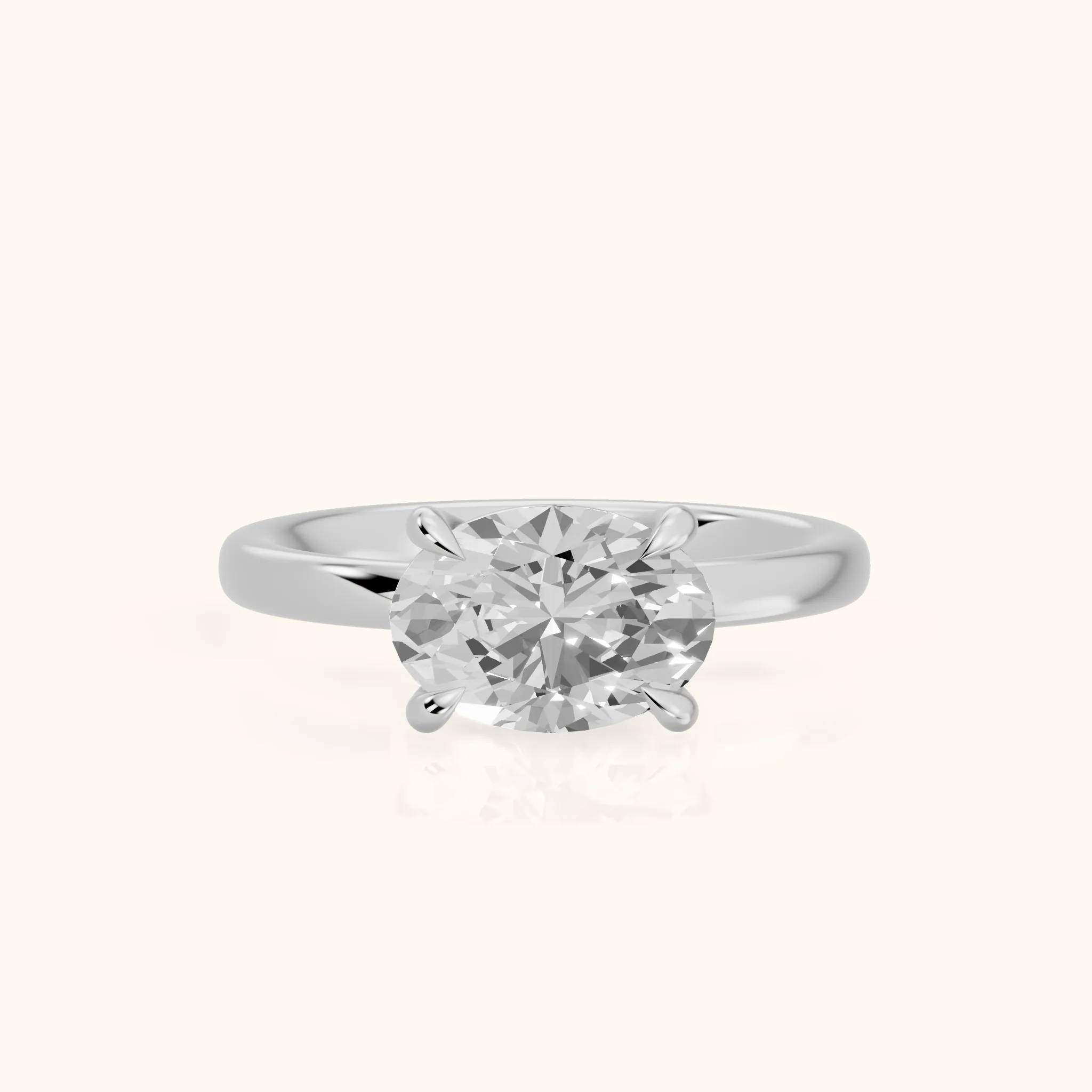 Solvang East-West Solitaire Oval Diamond Engagement Ring in Platinum — view 1