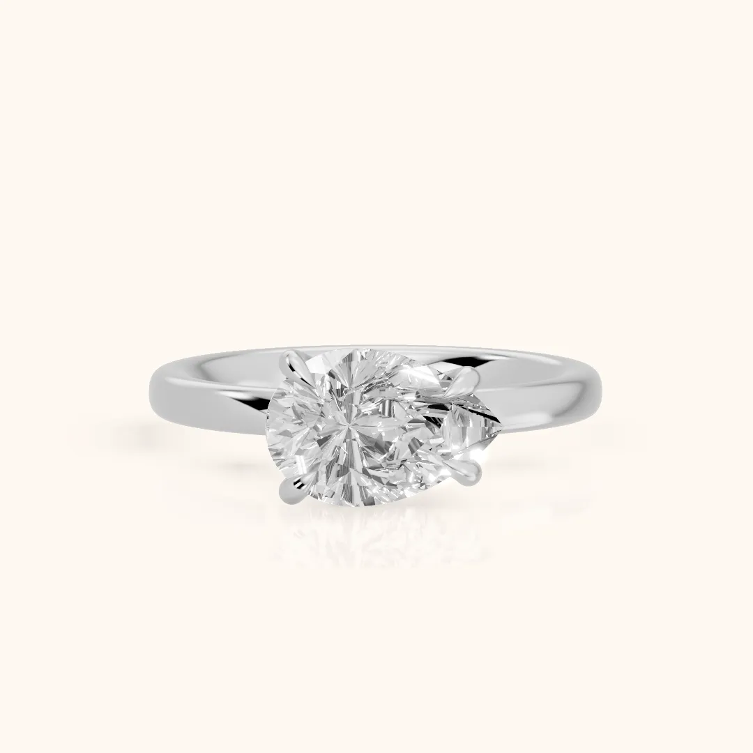 Solvang East-West Solitaire Pear Diamond Engagement Ring in Silver — view 2