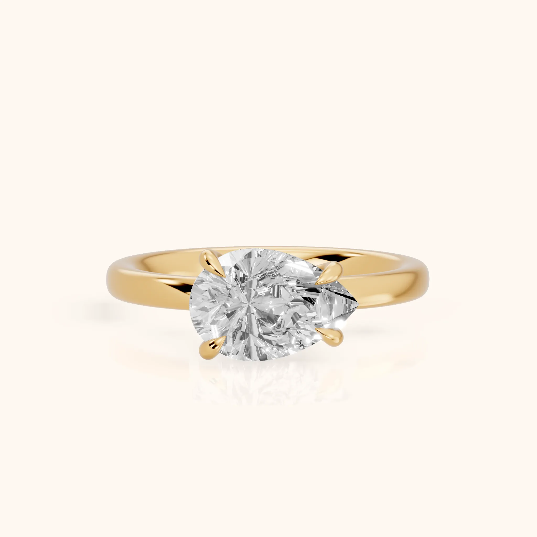 Solvang East-West Solitaire Pear Diamond Engagement Ring in Yellow Gold — view 1