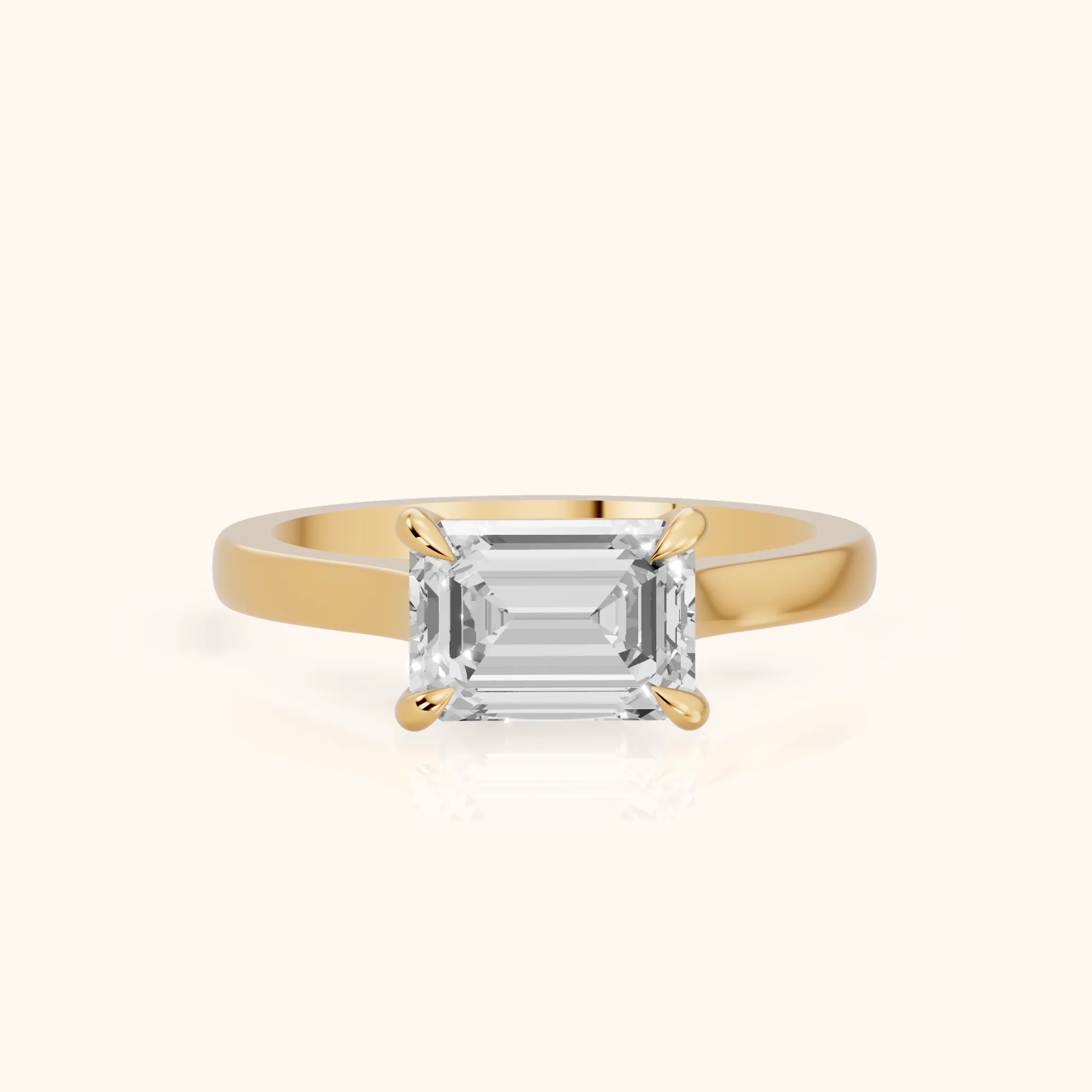 Truckee East-West Cathedral Emerald Diamond Engagement Ring in Yellow Gold — view 1