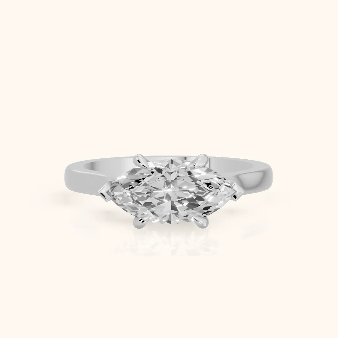 Truckee East-West Cathedral Marquise Diamond Engagement Ring in White Gold — view 2