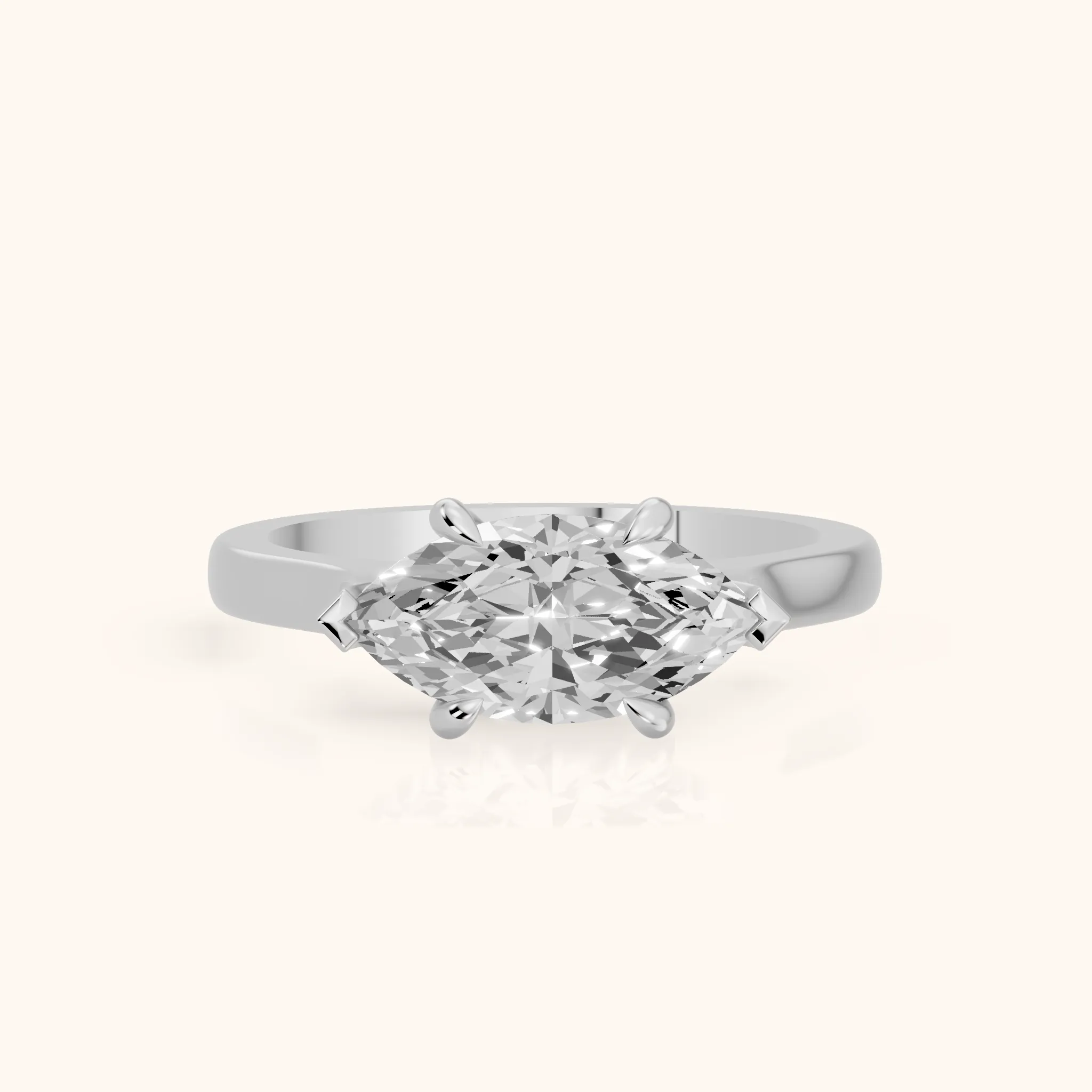 Truckee East-West Cathedral Marquise Diamond Engagement Ring in White Gold — view 1