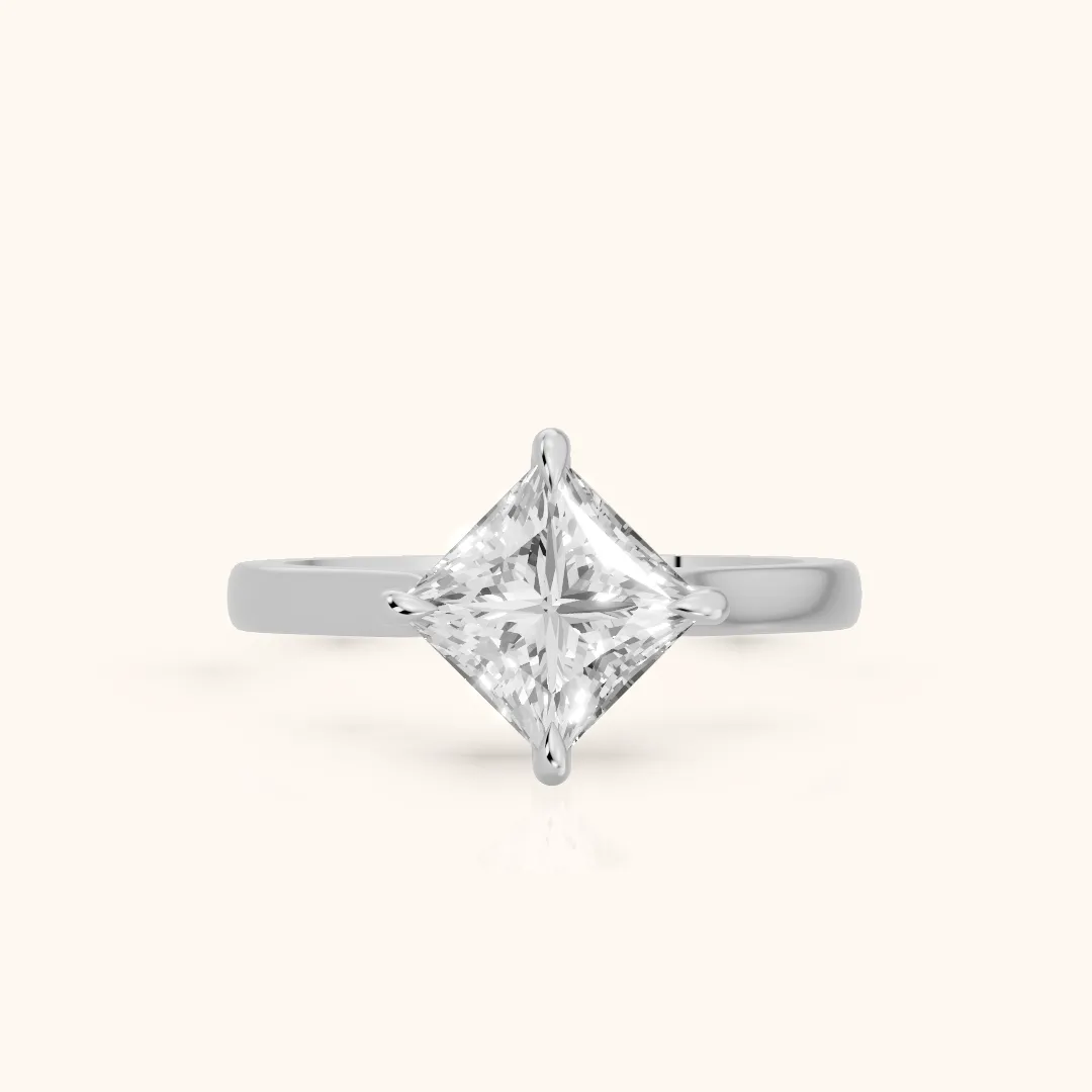 Truckee East-West Cathedral Princess Diamond Engagement Ring in Platinum — view 2