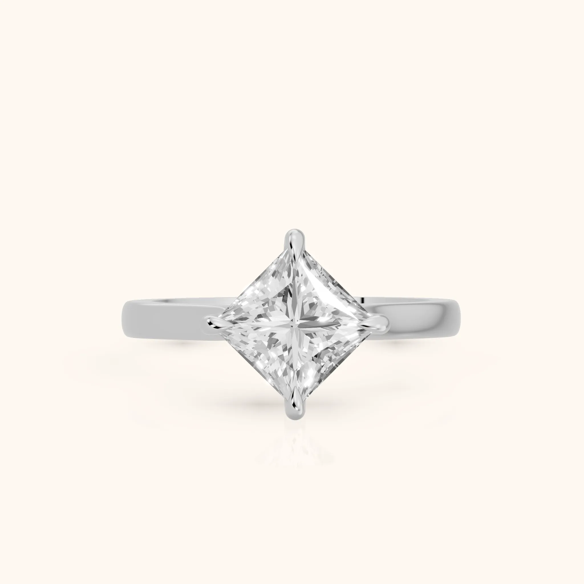 Truckee East-West Cathedral Princess Diamond Engagement Ring in Platinum — view 1