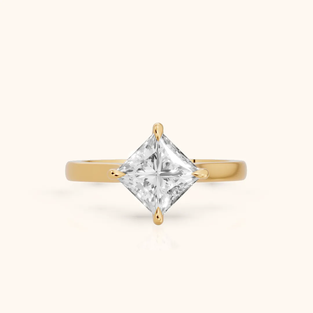 Truckee East-West Cathedral Princess Diamond Engagement Ring in Yellow Gold — view 2