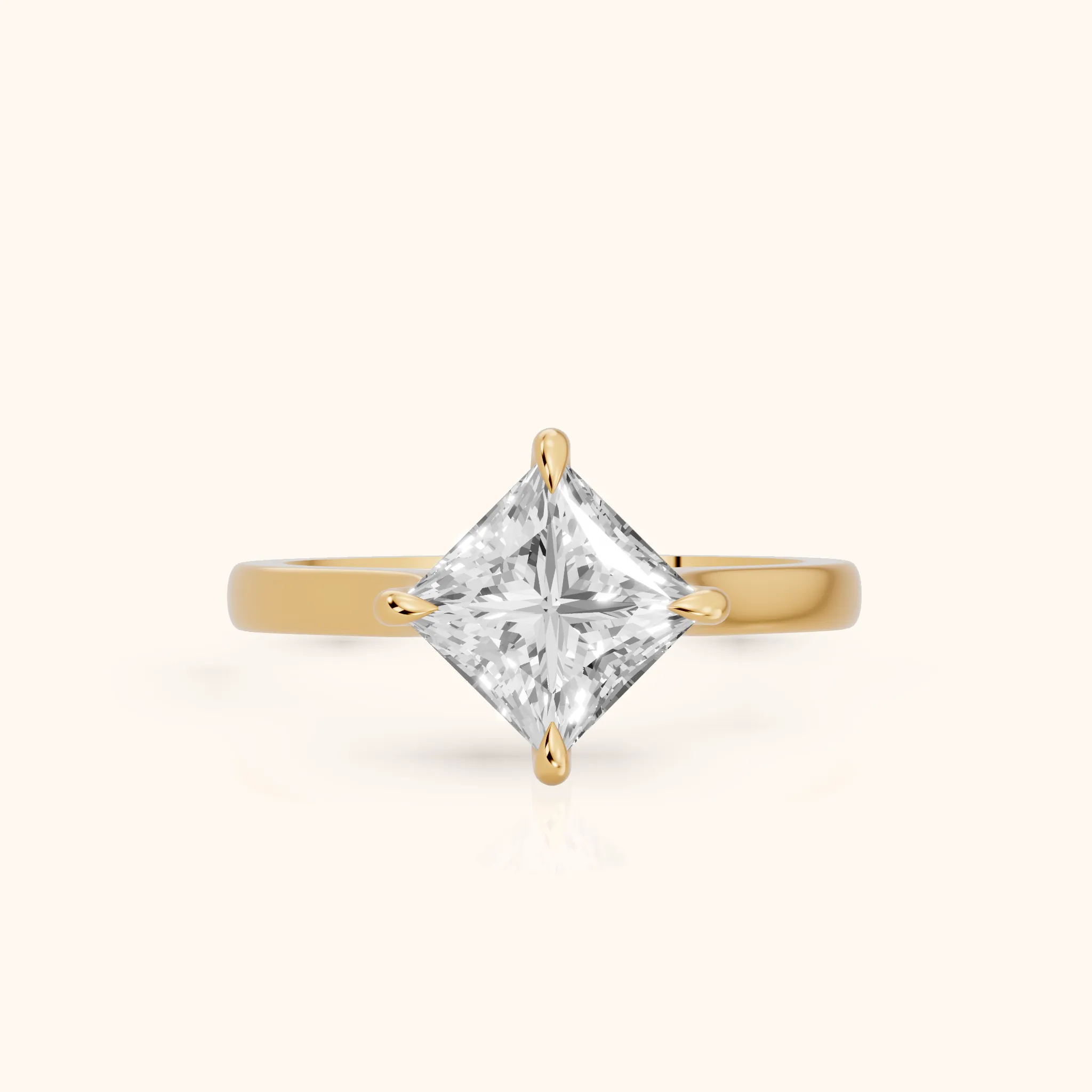 Truckee East-West Cathedral Princess Diamond Engagement Ring in Yellow Gold — view 1