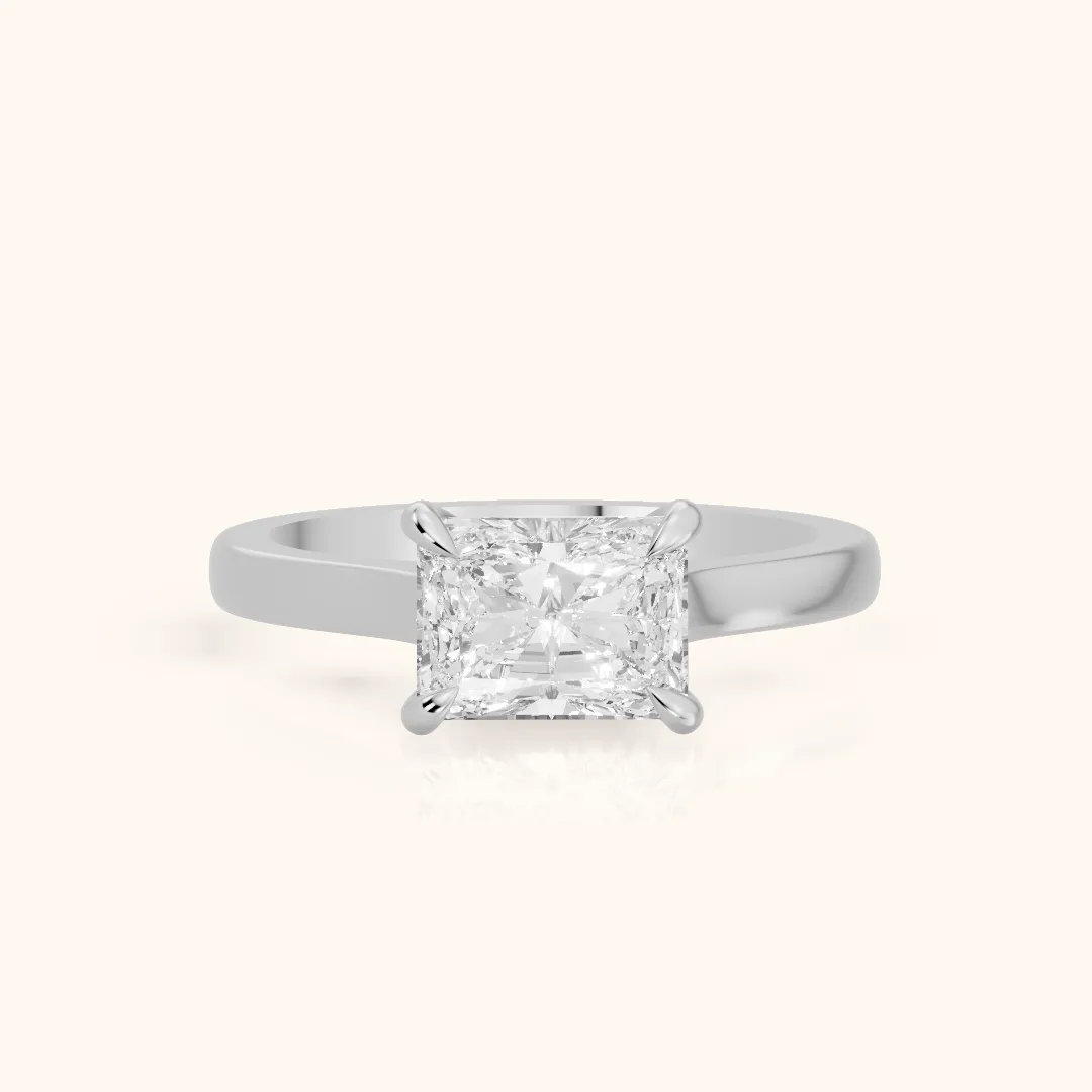 Truckee East-West Cathedral Radiant Diamond Engagement Ring in Silver — view 2