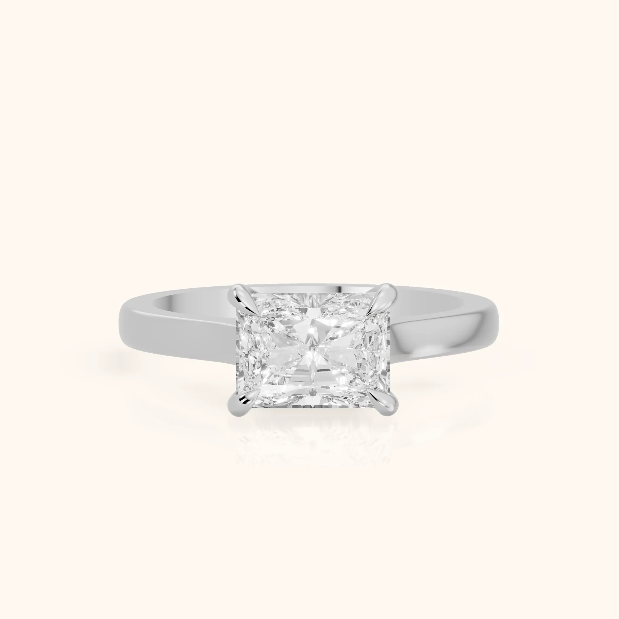Truckee East-West Cathedral Radiant Diamond Engagement Ring in Silver — view 1