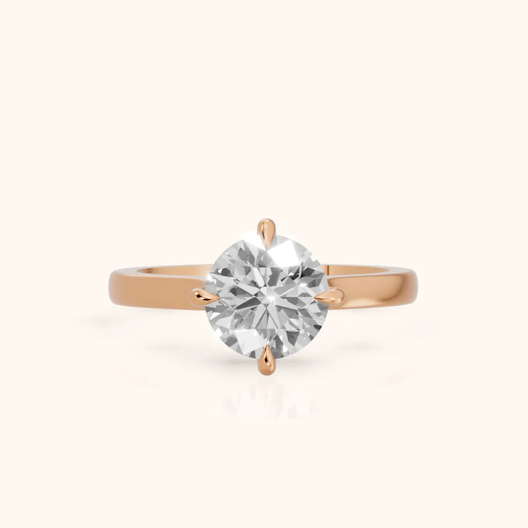 Truckee East-West Cathedral Round Diamond Engagement Ring in Rose Gold — view 2