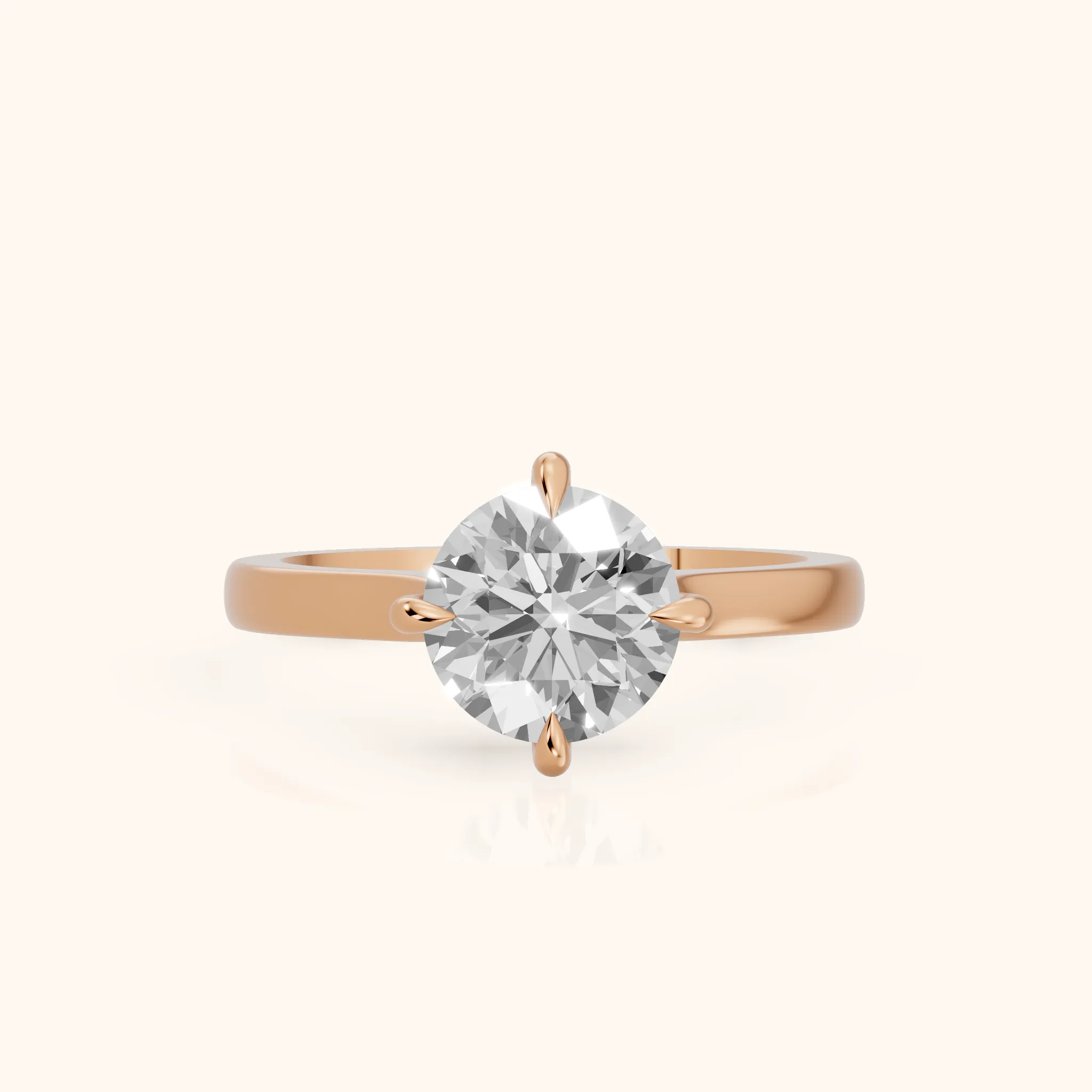 Truckee East-West Cathedral Round Diamond Engagement Ring in Rose Gold — view 1
