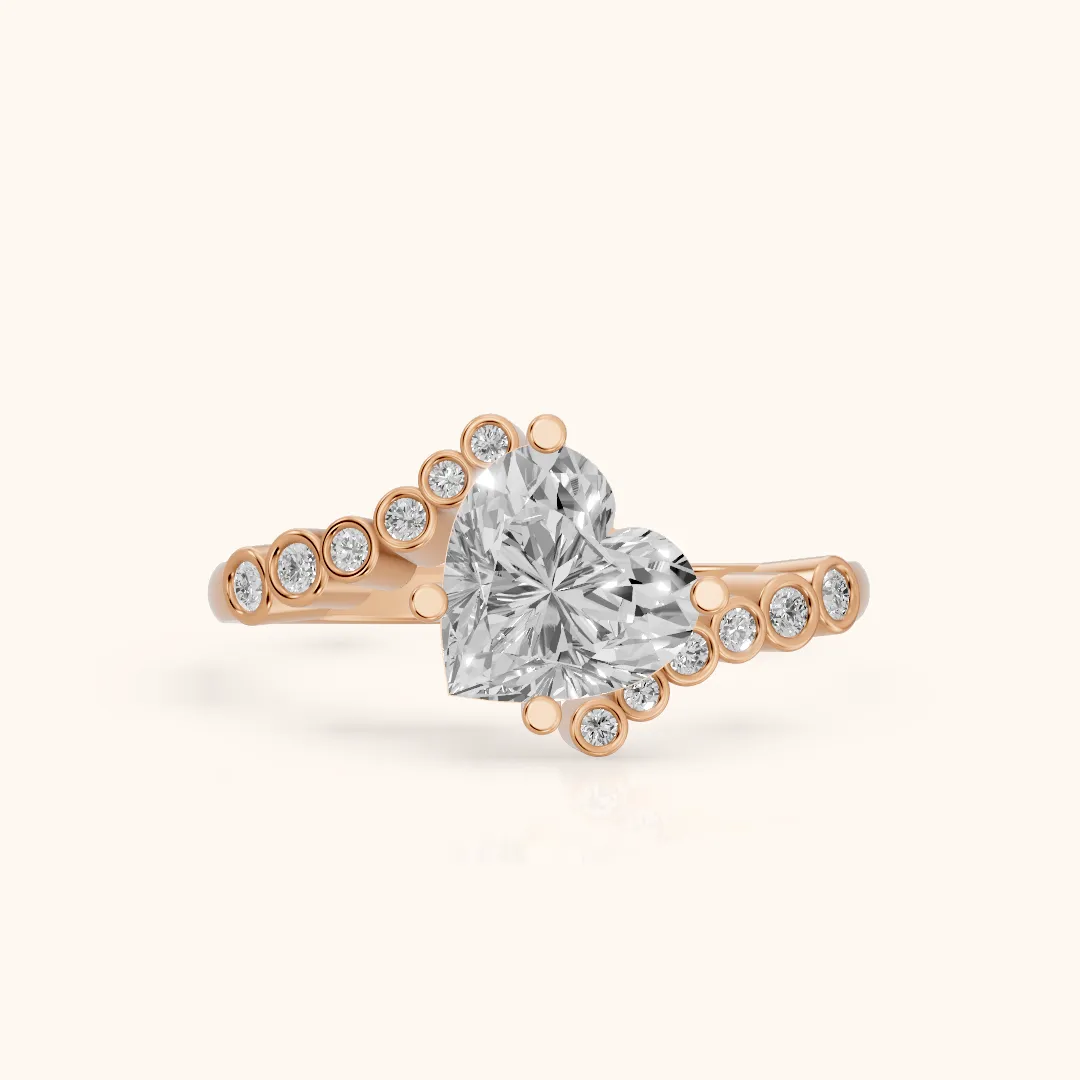 Chatham Bezel Bypass Heart Diamond Engagement Ring in Rose Gold — view 2
