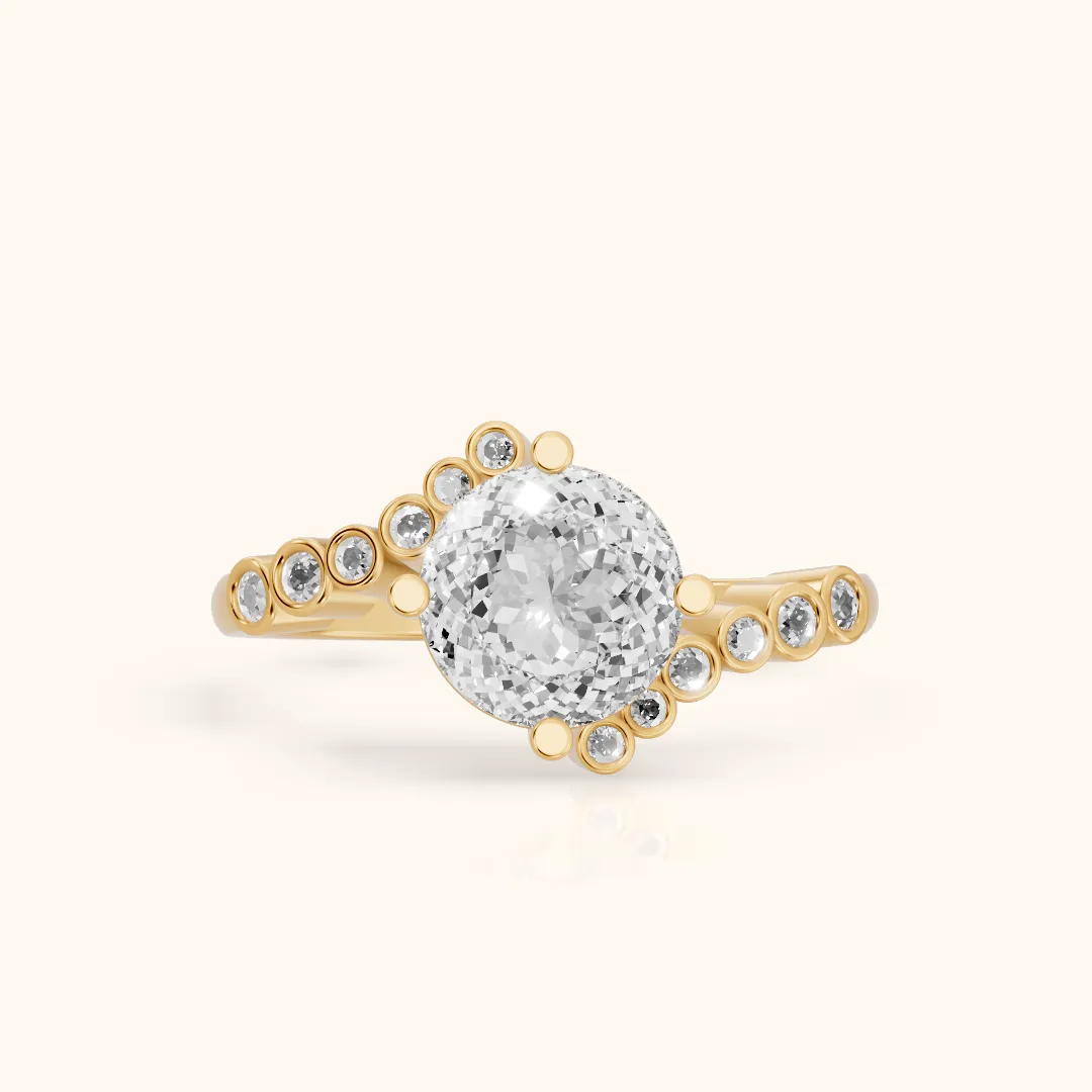 Chatham Bezel Bypass Portuguese Diamond Engagement Ring in Yellow Gold — view 2