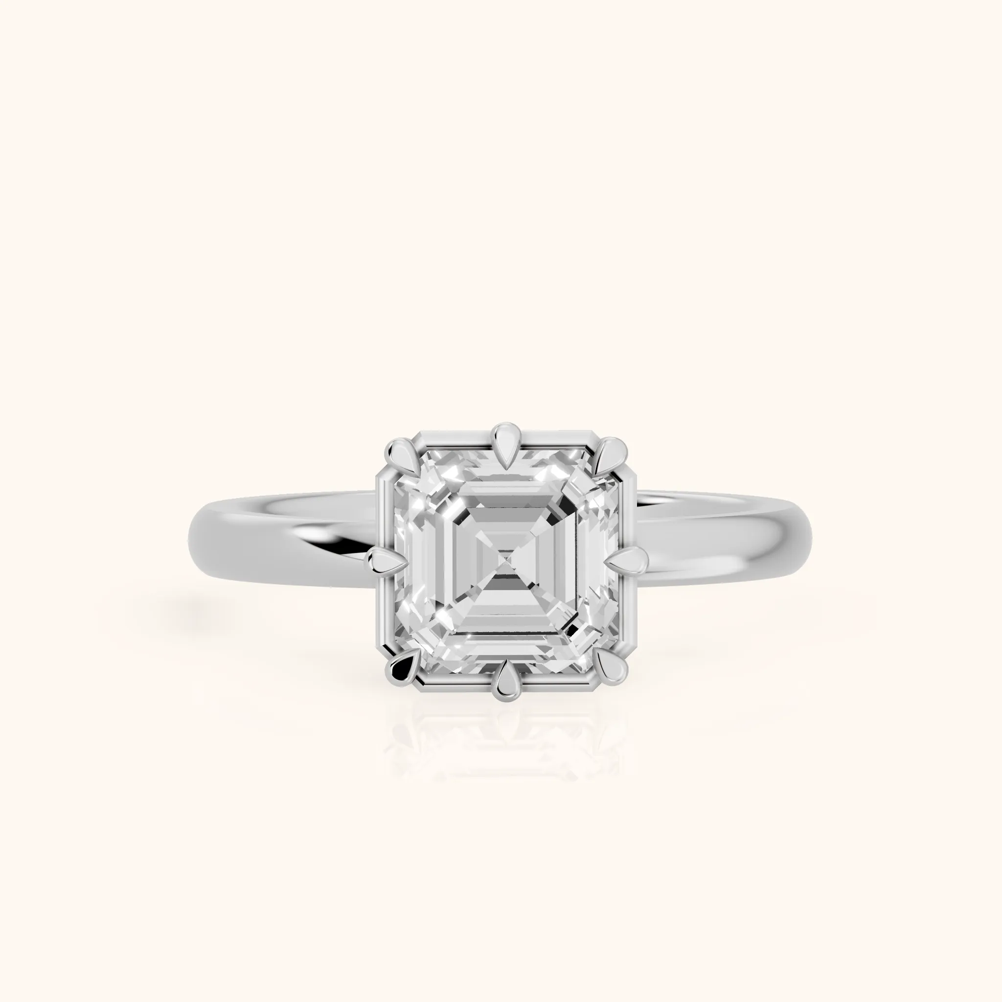 Montauk Crown Solitaire Asscher Diamond Engagement Ring in Silver — view 1
