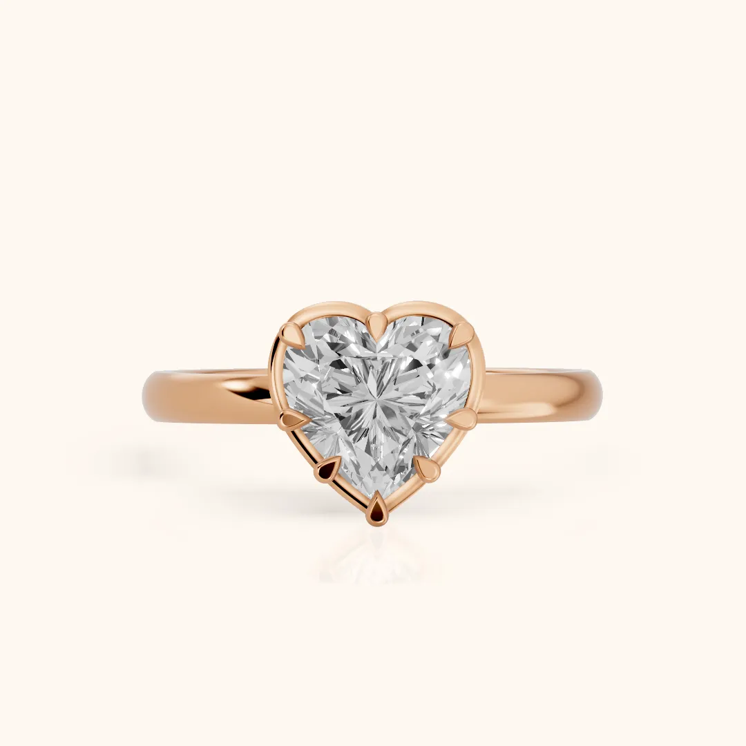Montauk Crown Solitaire Heart Diamond Engagement Ring in Rose Gold — view 2