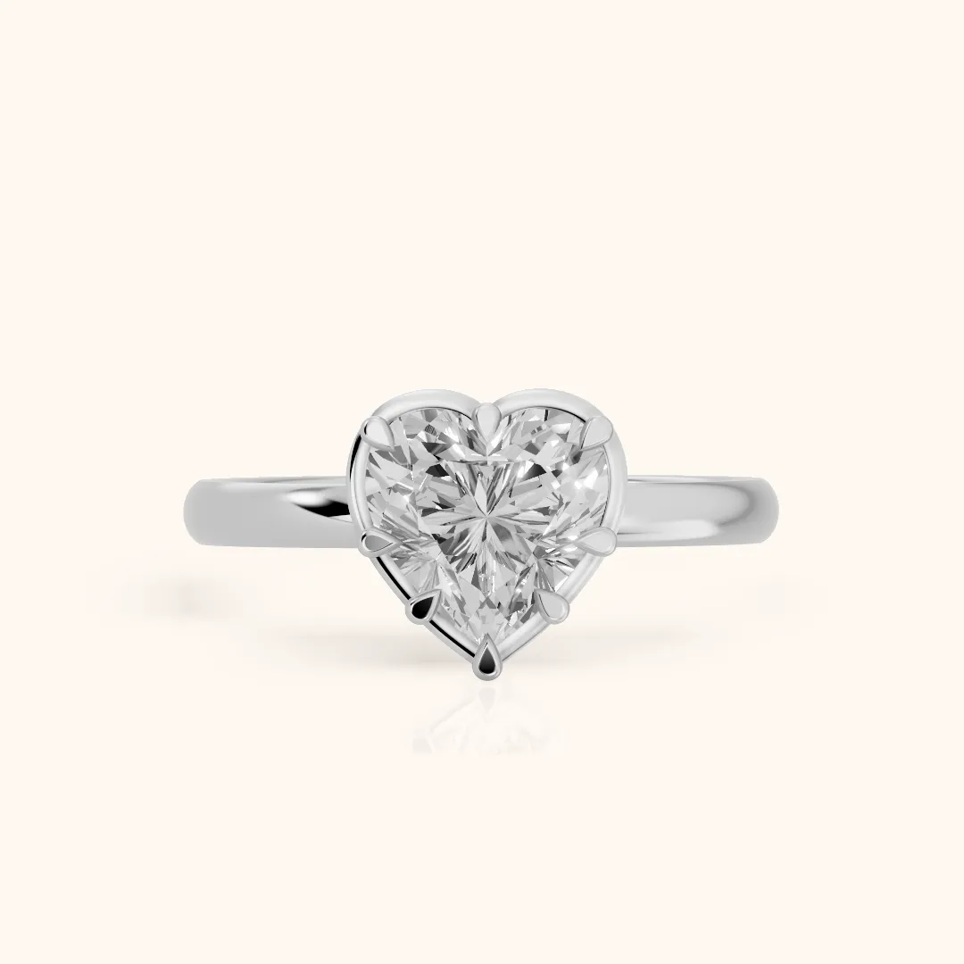 Montauk Crown Solitaire Heart Diamond Engagement Ring in Silver — view 2