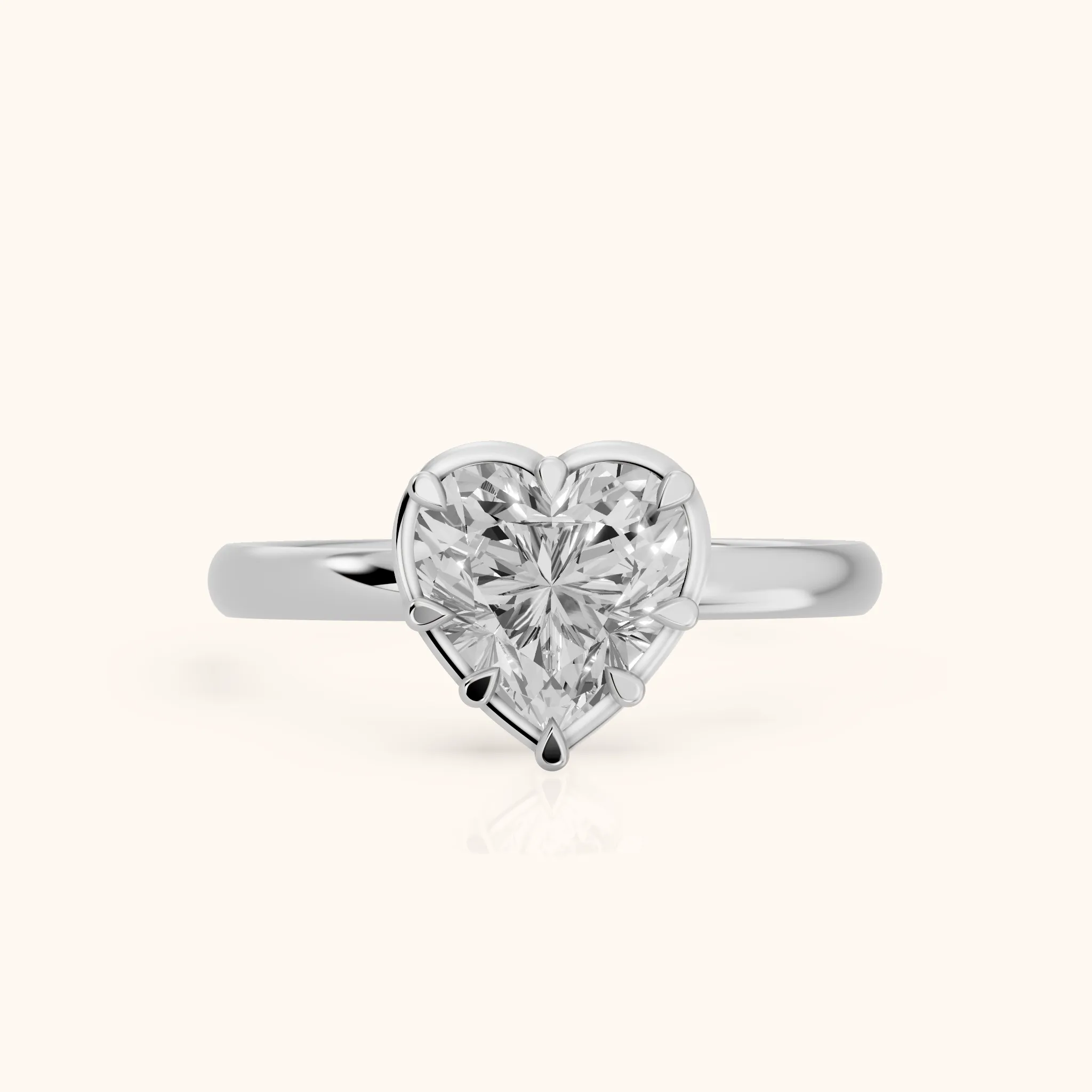 Montauk Crown Solitaire Heart Diamond Engagement Ring in Silver — view 1