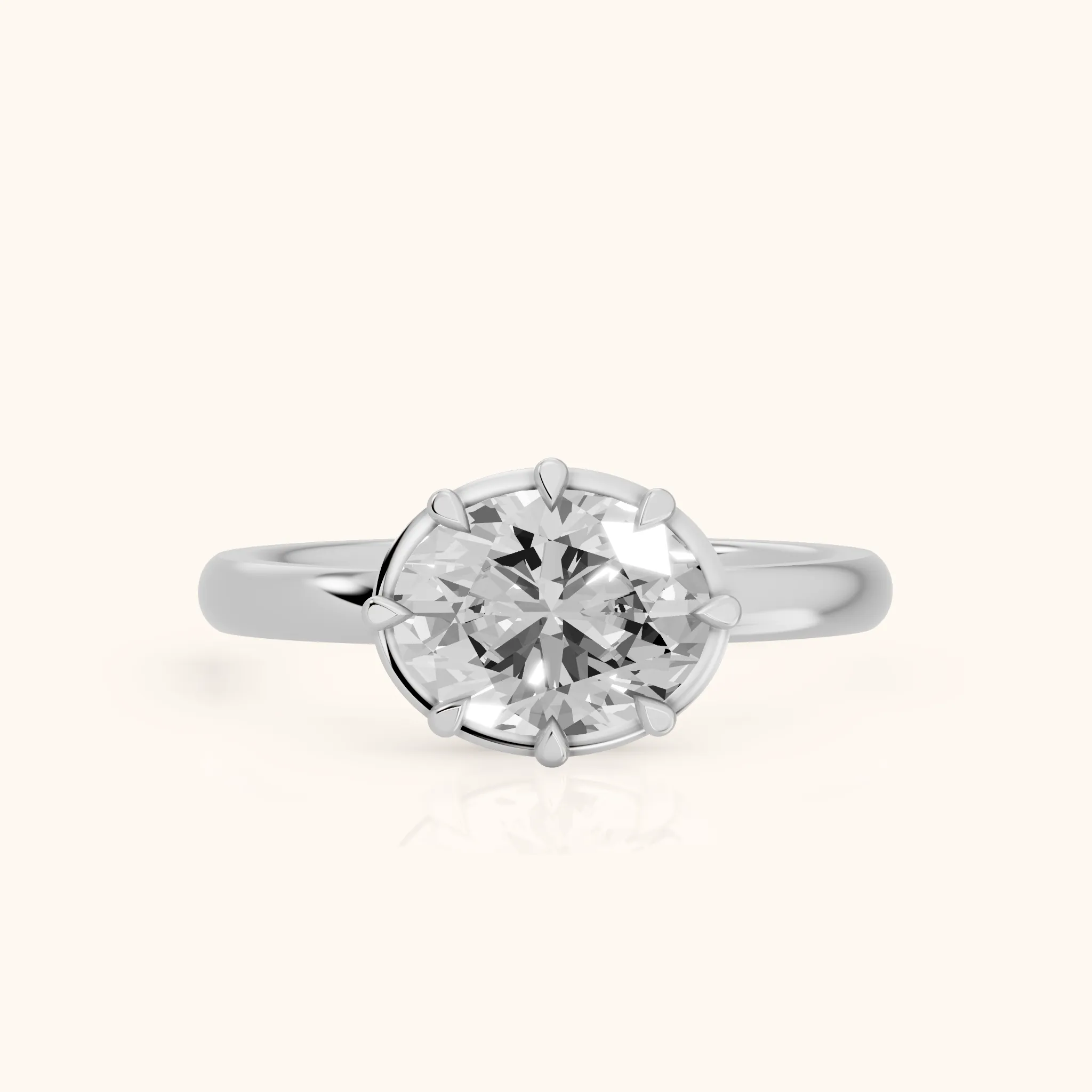 Montauk Crown Solitaire Oval Diamond Engagement Ring in Platinum — view 1