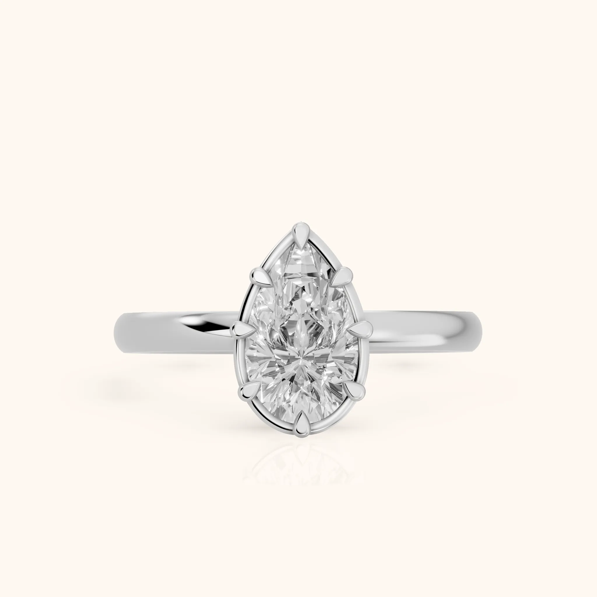 Montauk Crown Solitaire Pear Diamond Engagement Ring in Silver — view 1