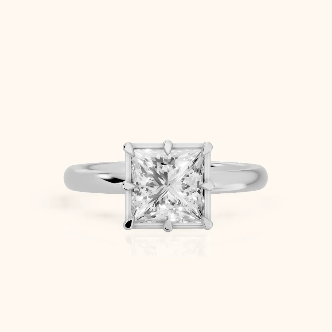 Montauk Crown Solitaire Princess Diamond Engagement Ring in Silver — view 2