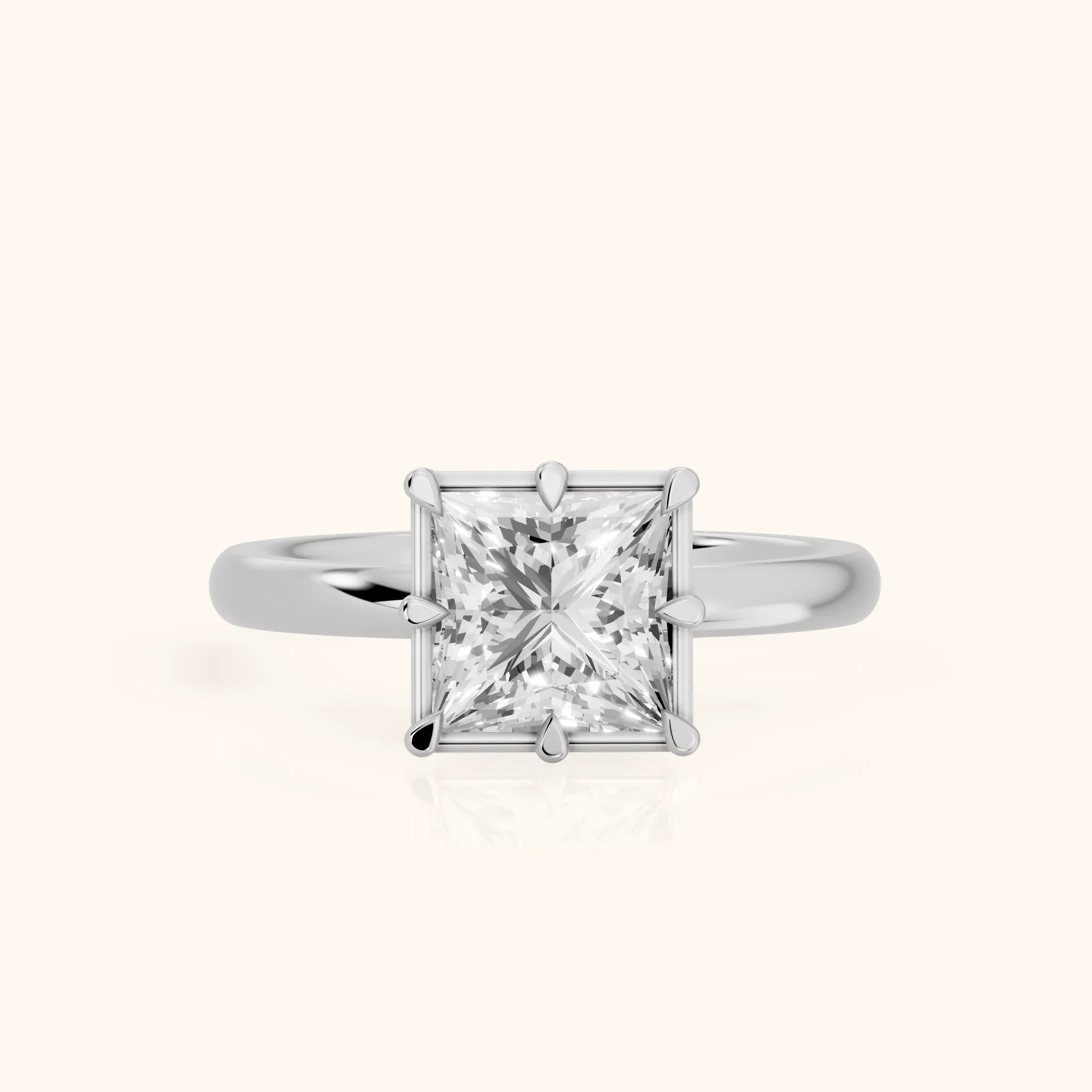Montauk Crown Solitaire Princess Diamond Engagement Ring in Silver — view 1