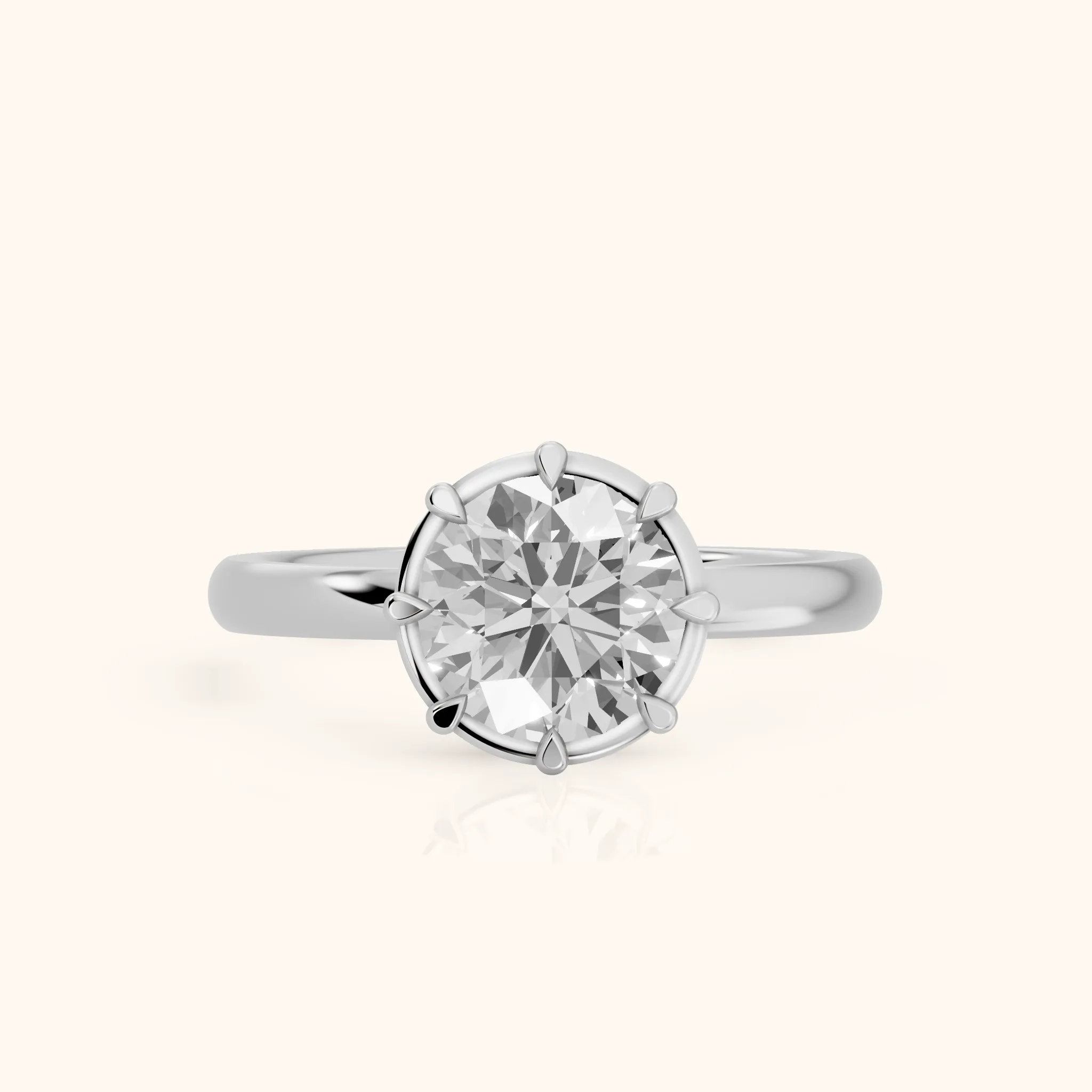 Montauk Crown Solitaire Round Diamond Engagement Ring in Platinum — view 1