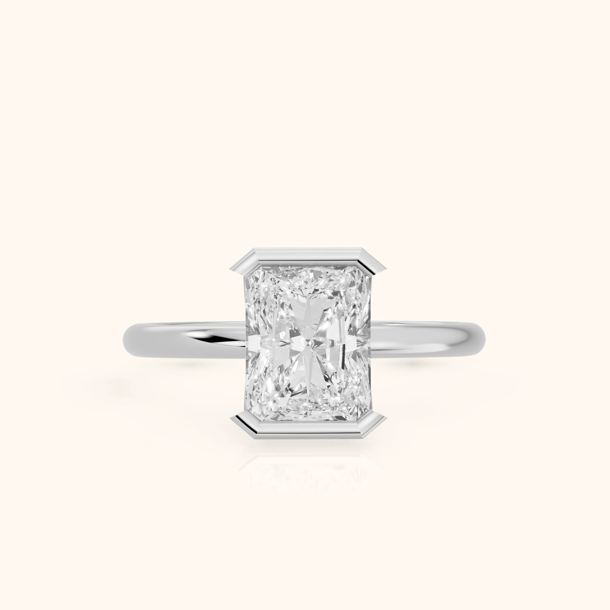 Bedford Half Bezel Solitaire Radiant Diamond Engagement Ring in Platinum — view 1