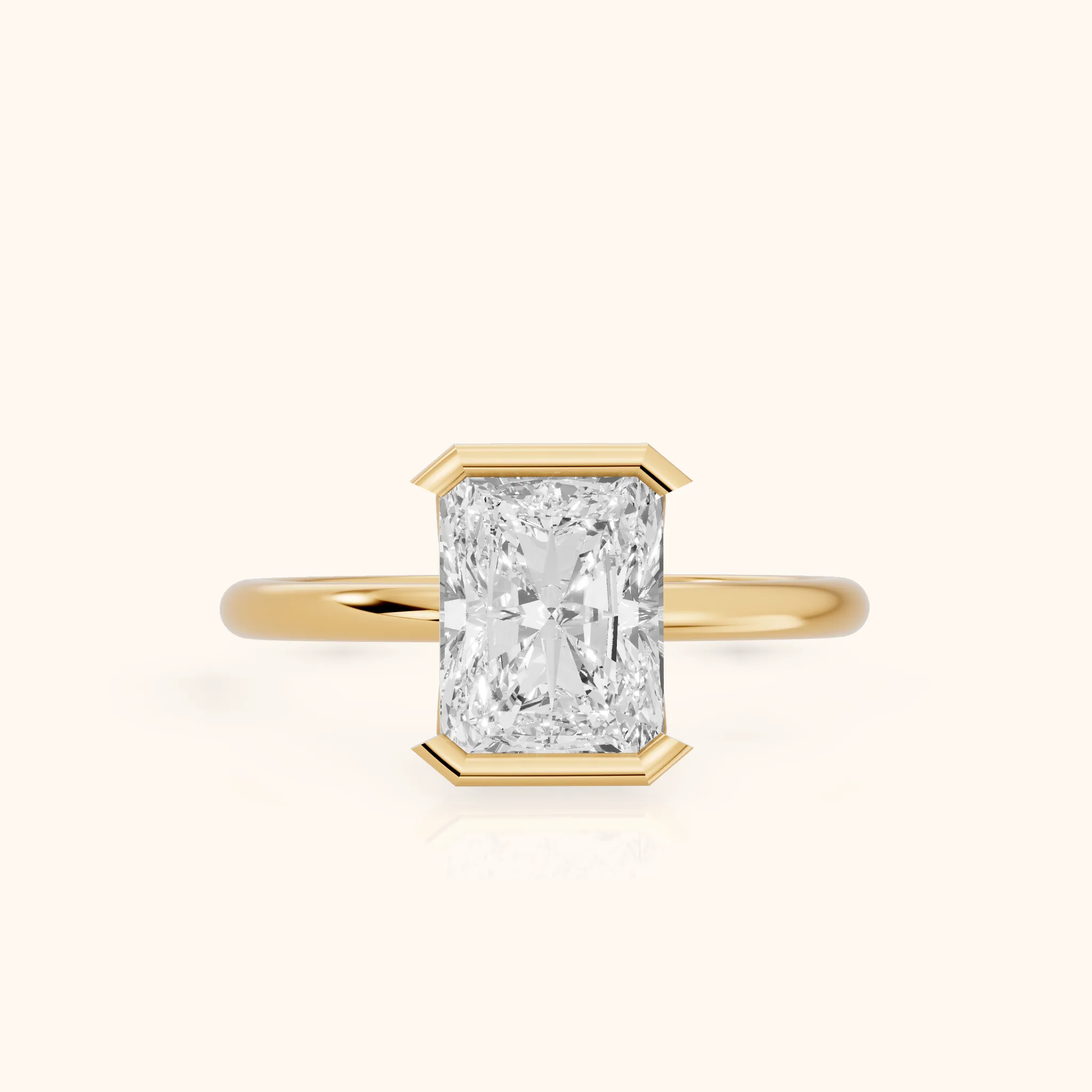 Bedford Half Bezel Solitaire Radiant Diamond Engagement Ring in Yellow Gold — view 1