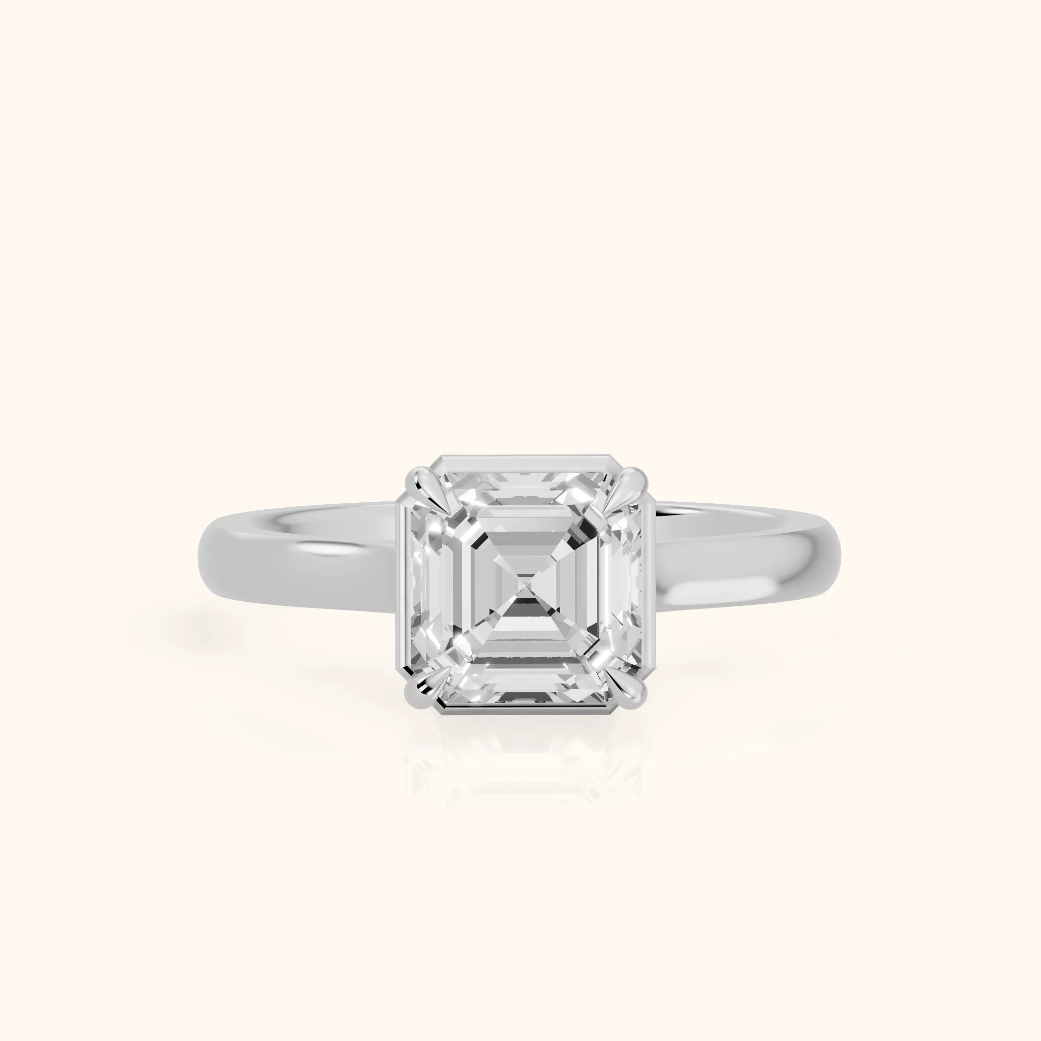 Ashland Basket Solitaire Asscher Diamond Engagement Ring in Silver — view 1