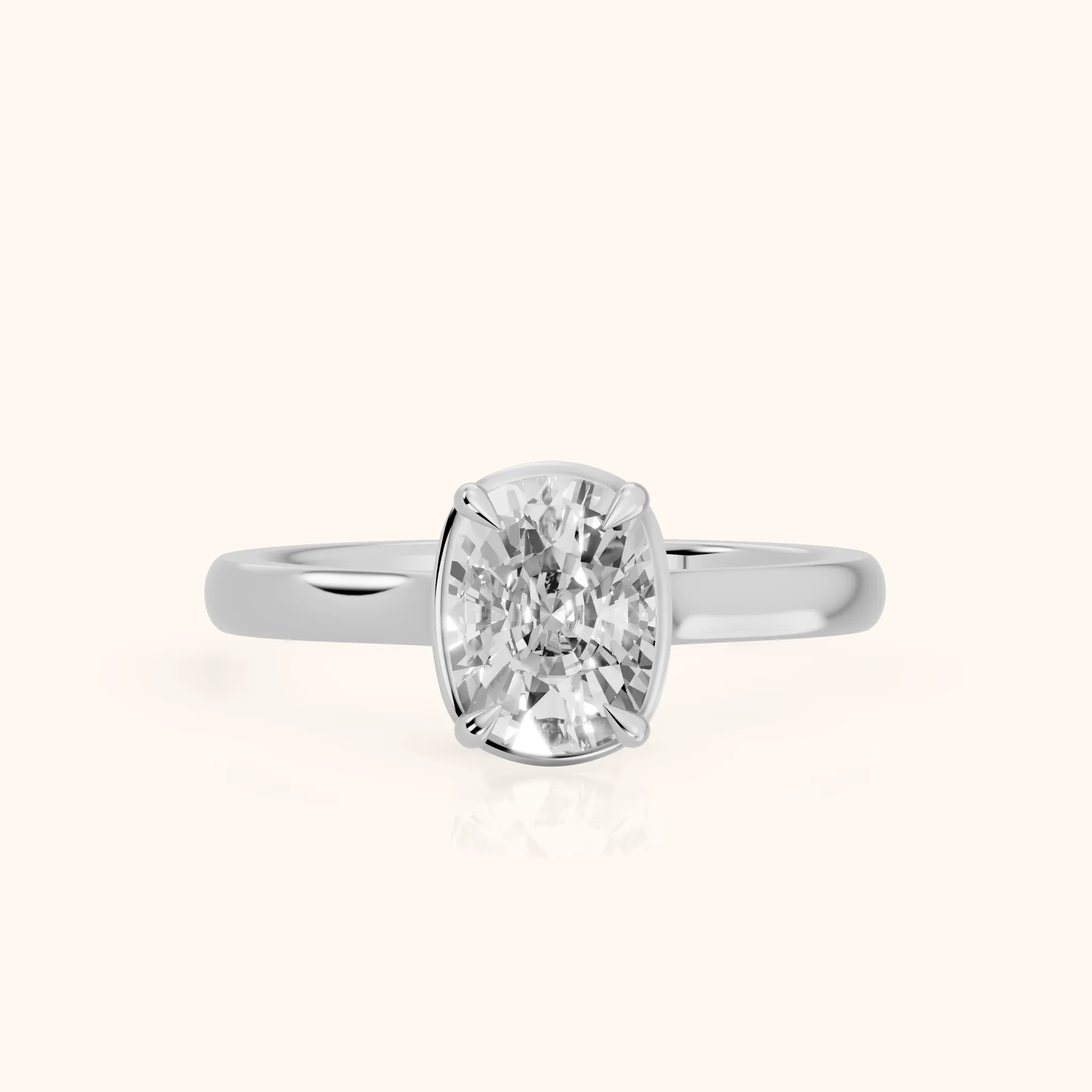 Ashland Basket Solitaire Cushion Diamond Engagement Ring in Silver — view 1