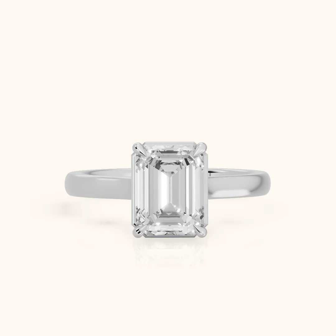 Ashland Basket Solitaire Emerald Diamond Engagement Ring in Platinum — view 2