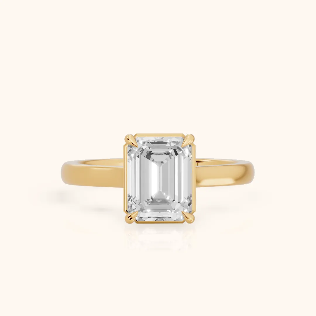 Ashland Basket Solitaire Emerald Diamond Engagement Ring in Yellow Gold — view 2