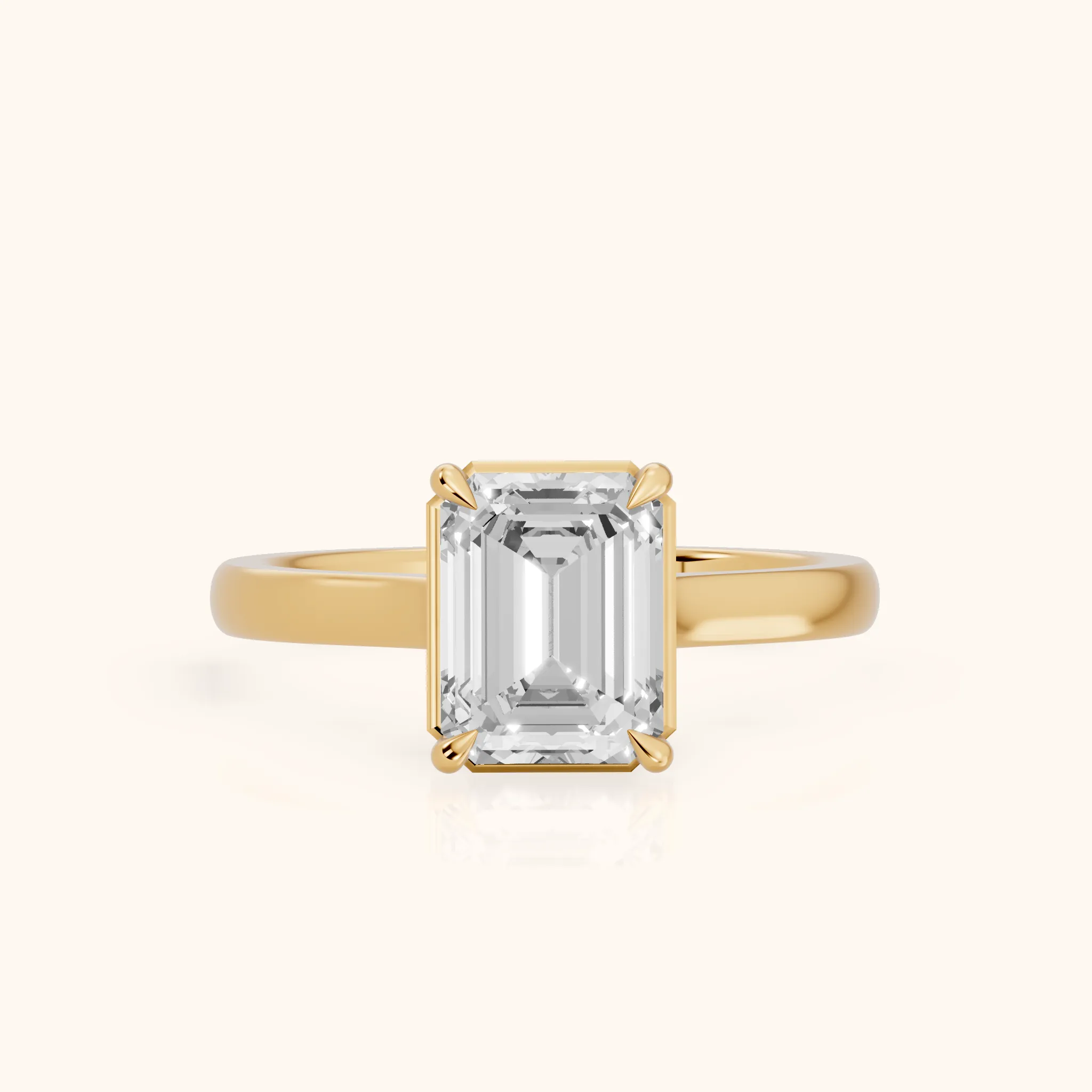 Ashland Basket Solitaire Emerald Diamond Engagement Ring in Yellow Gold — view 1