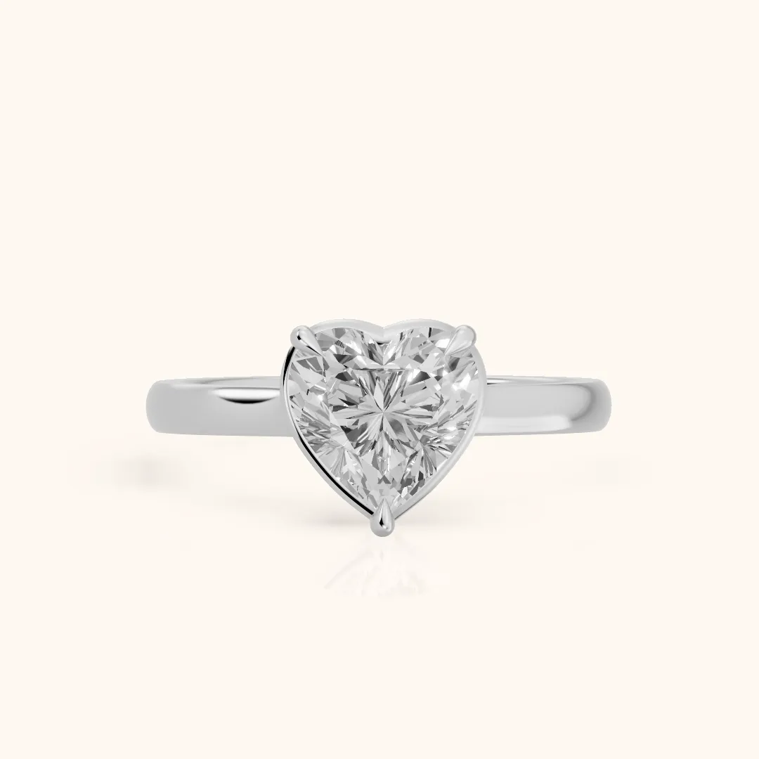 Ashland Basket Solitaire Heart Diamond Engagement Ring in Platinum — view 2