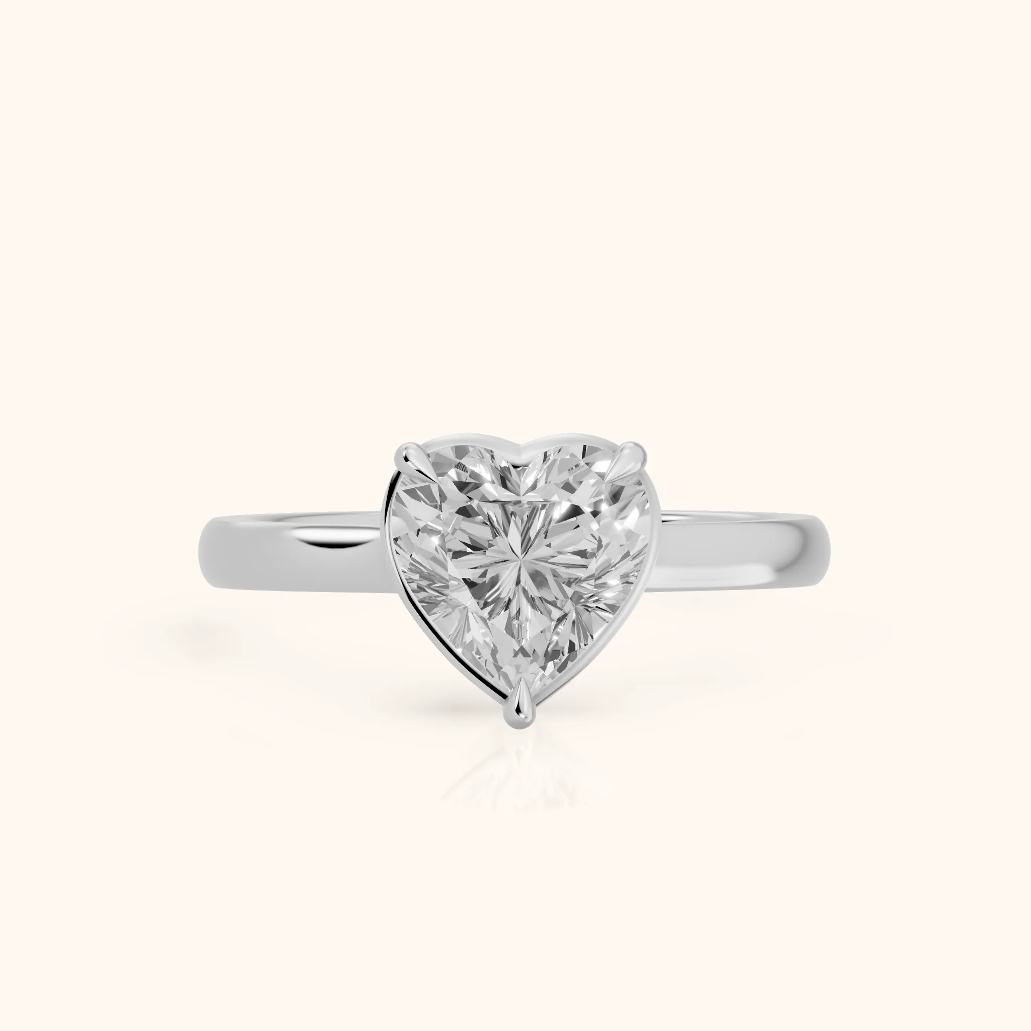 Ashland Basket Solitaire Heart Diamond Engagement Ring in Platinum — view 1