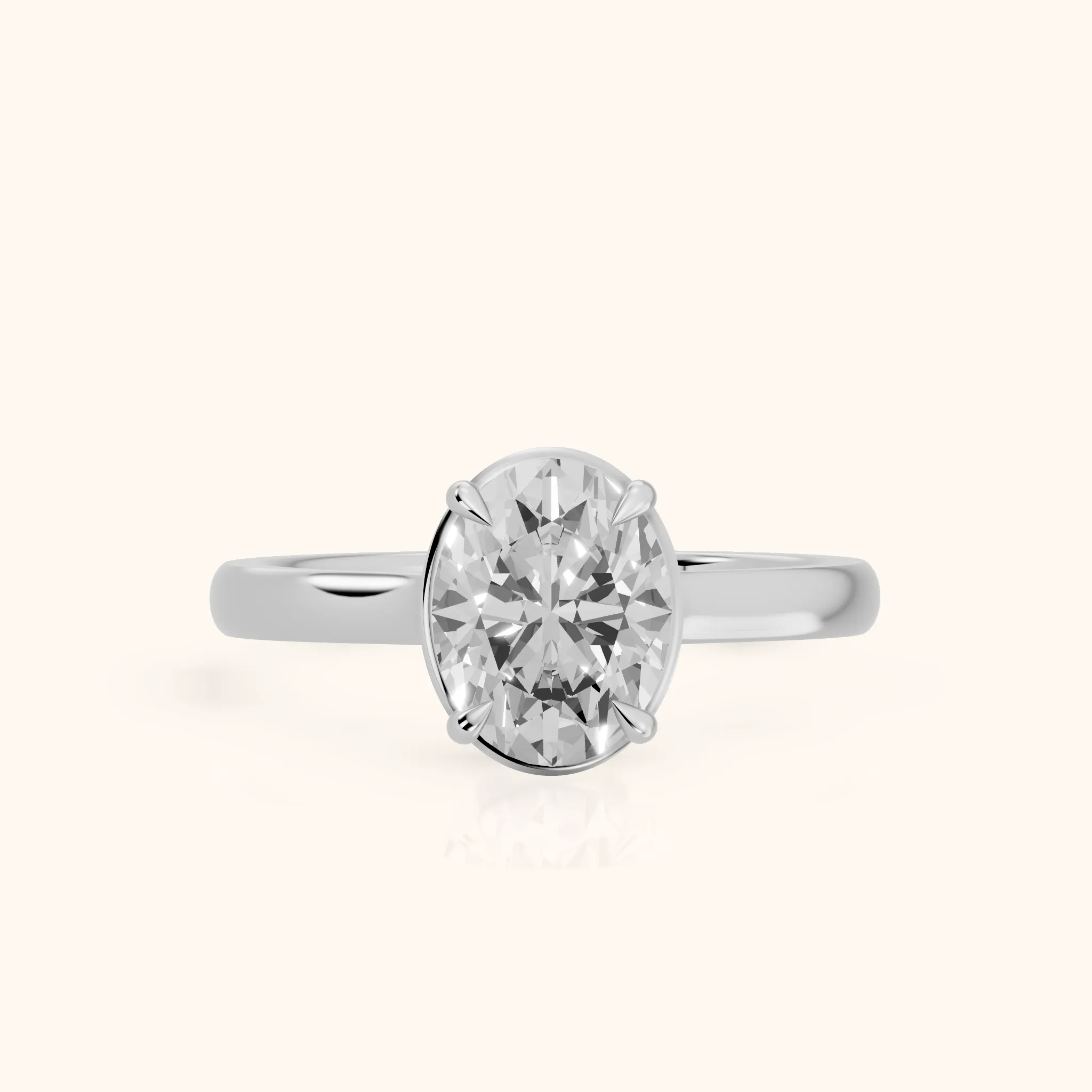 Ashland Basket Solitaire Oval Diamond Engagement Ring in Silver — view 1