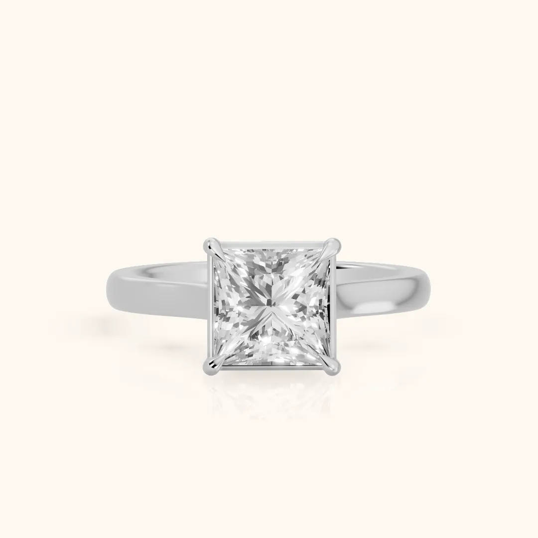 Ashland Basket Solitaire Princess Diamond Engagement Ring in White Gold — view 2