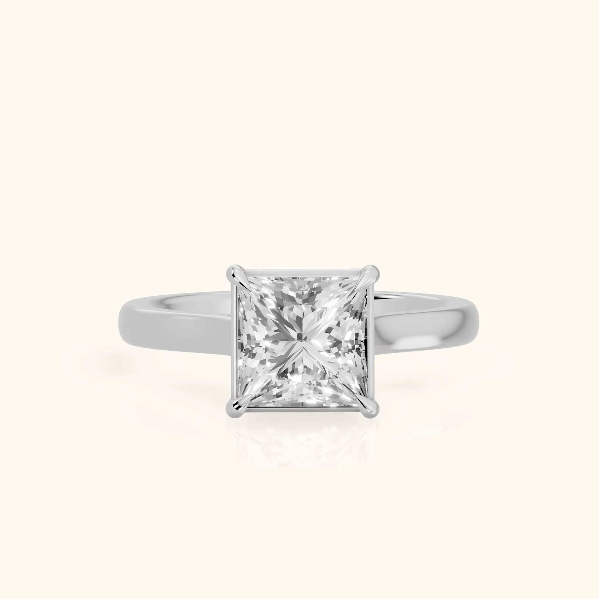 Ashland Basket Solitaire Princess Diamond Engagement Ring in White Gold — view 1