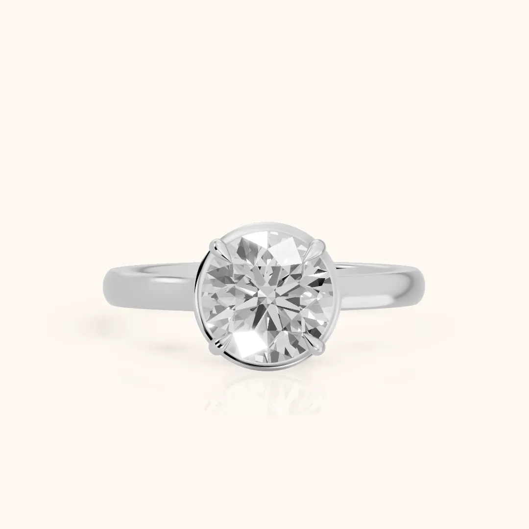Ashland Basket Solitaire Round Diamond Engagement Ring in White Gold — view 2