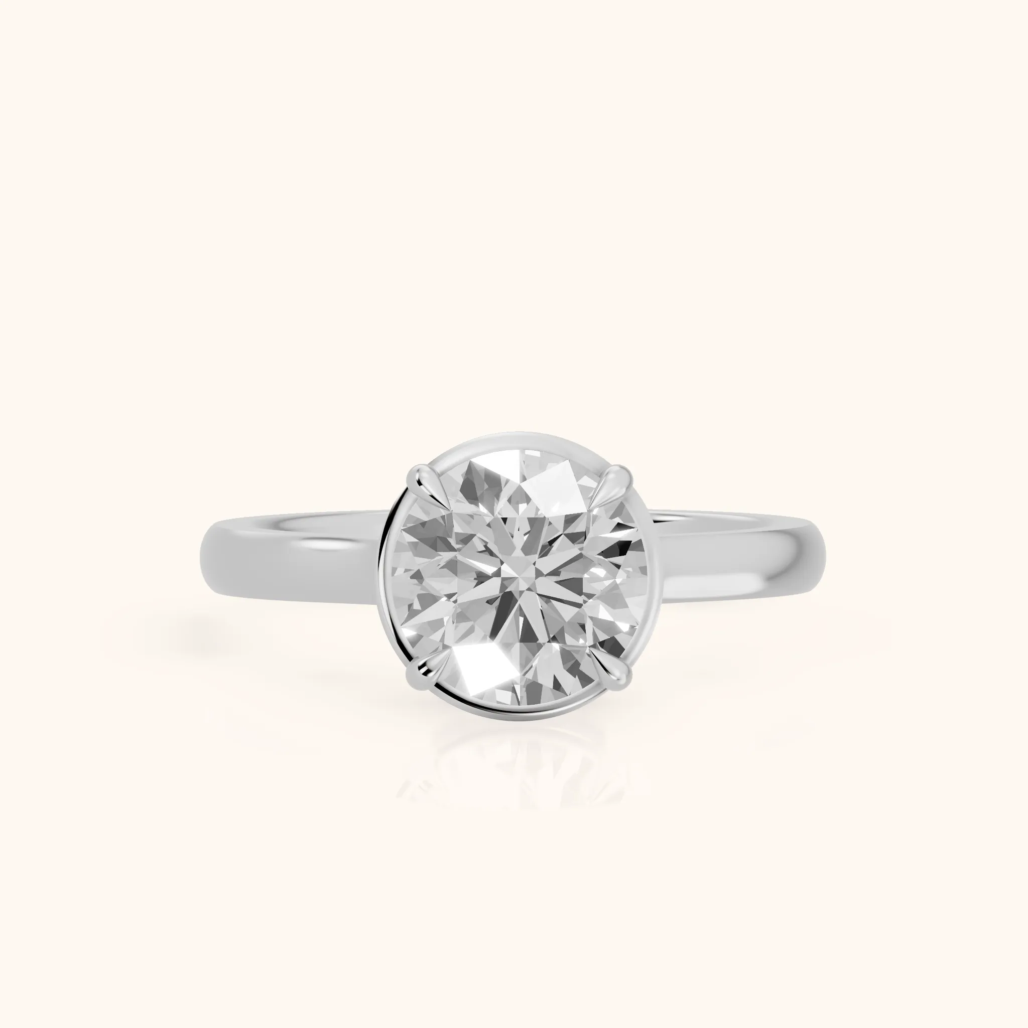 Ashland Basket Solitaire Round Diamond Engagement Ring in White Gold — view 1
