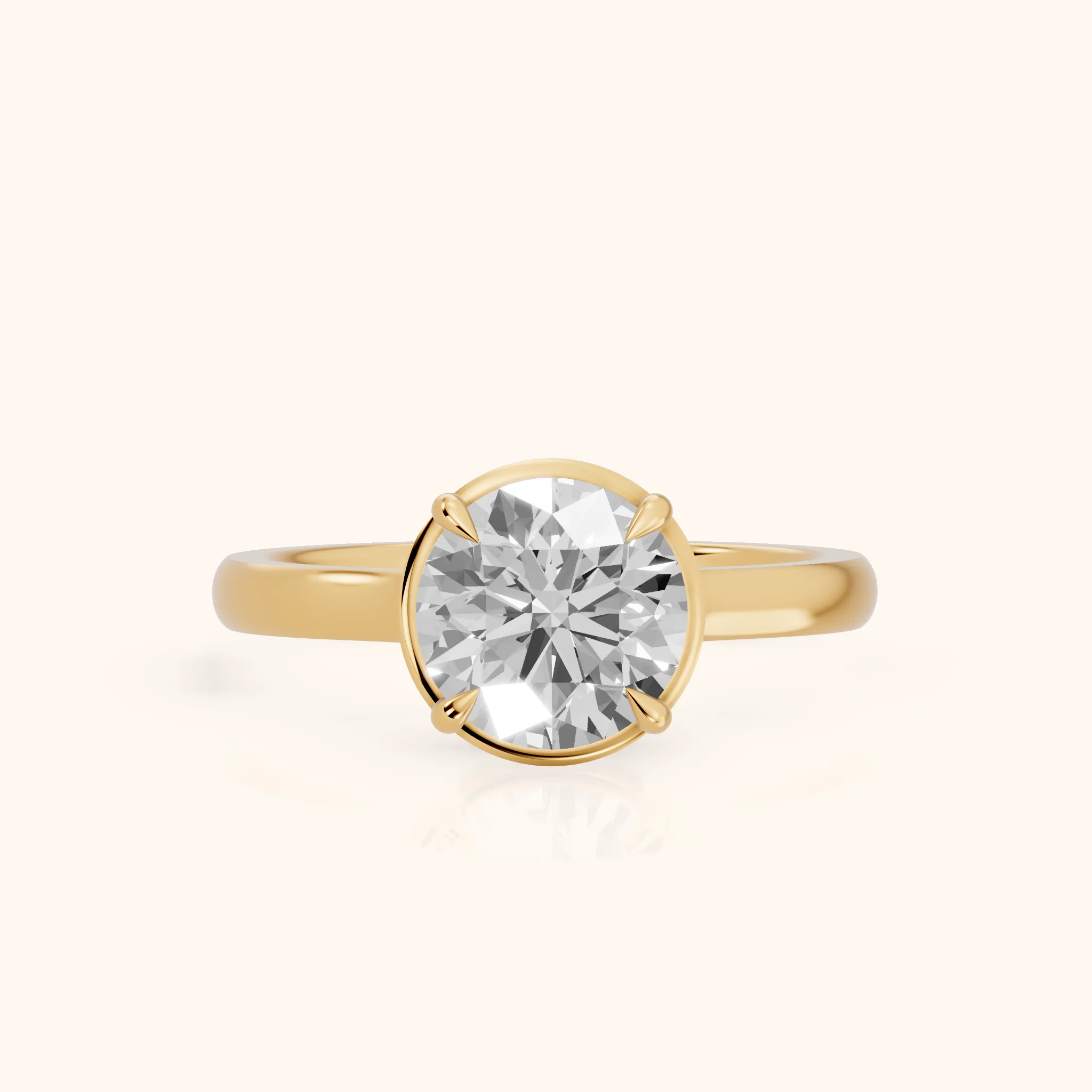 Ashland Basket Solitaire Round Diamond Engagement Ring in Yellow Gold — view 1