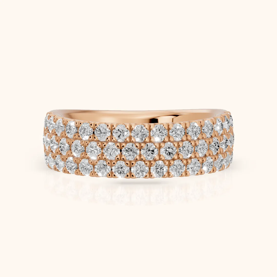 Fiona Pavé Round Diamond Anniversary Ring in Rose Gold — view 2