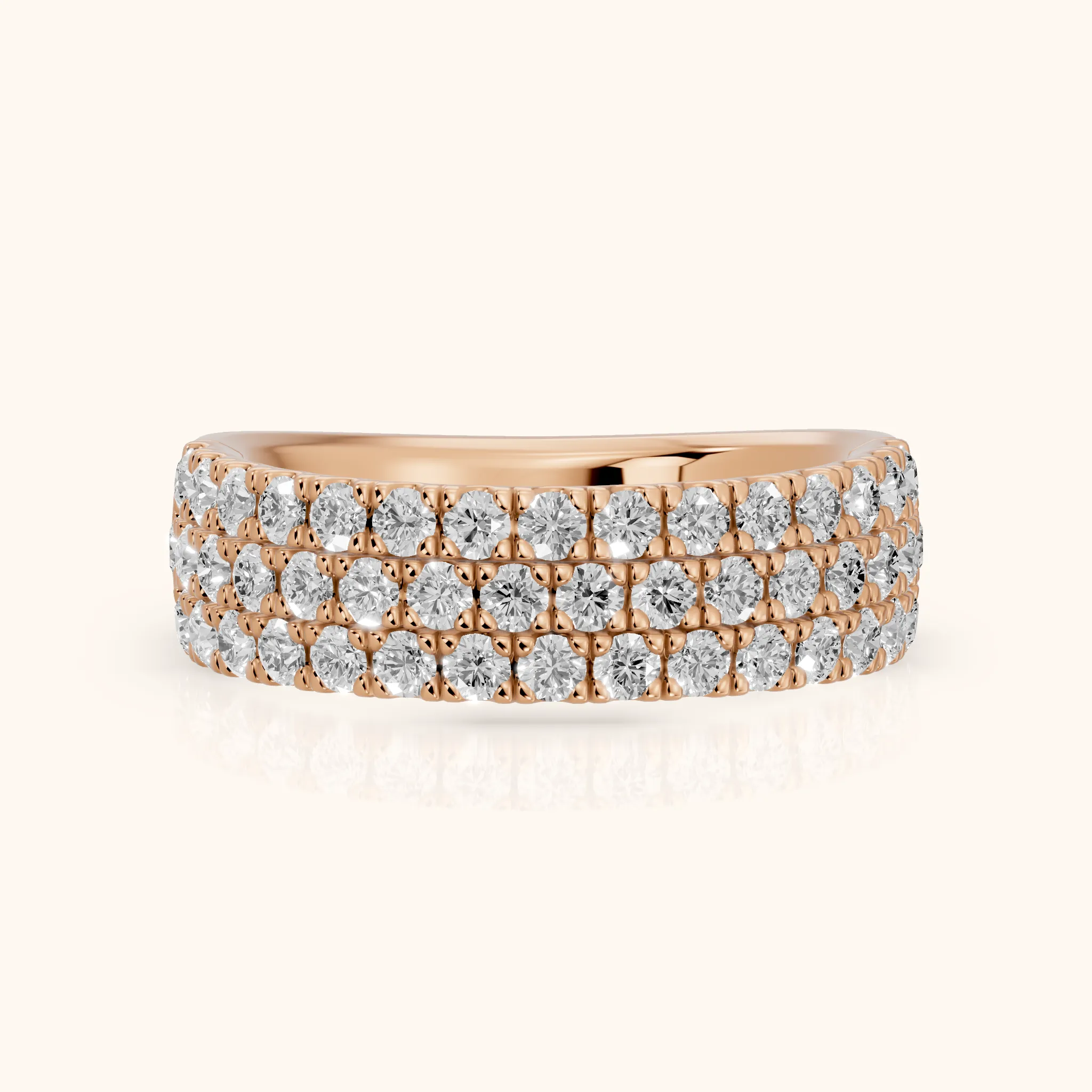 Fiona Pavé Round Diamond Anniversary Ring in Rose Gold — view 1