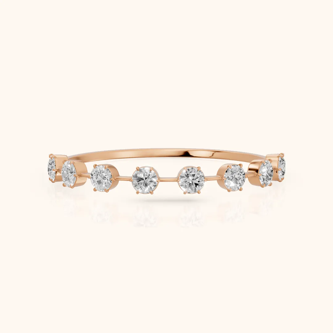 Elise Petite Round Diamond Half Eternity Band in Rose Gold — view 2