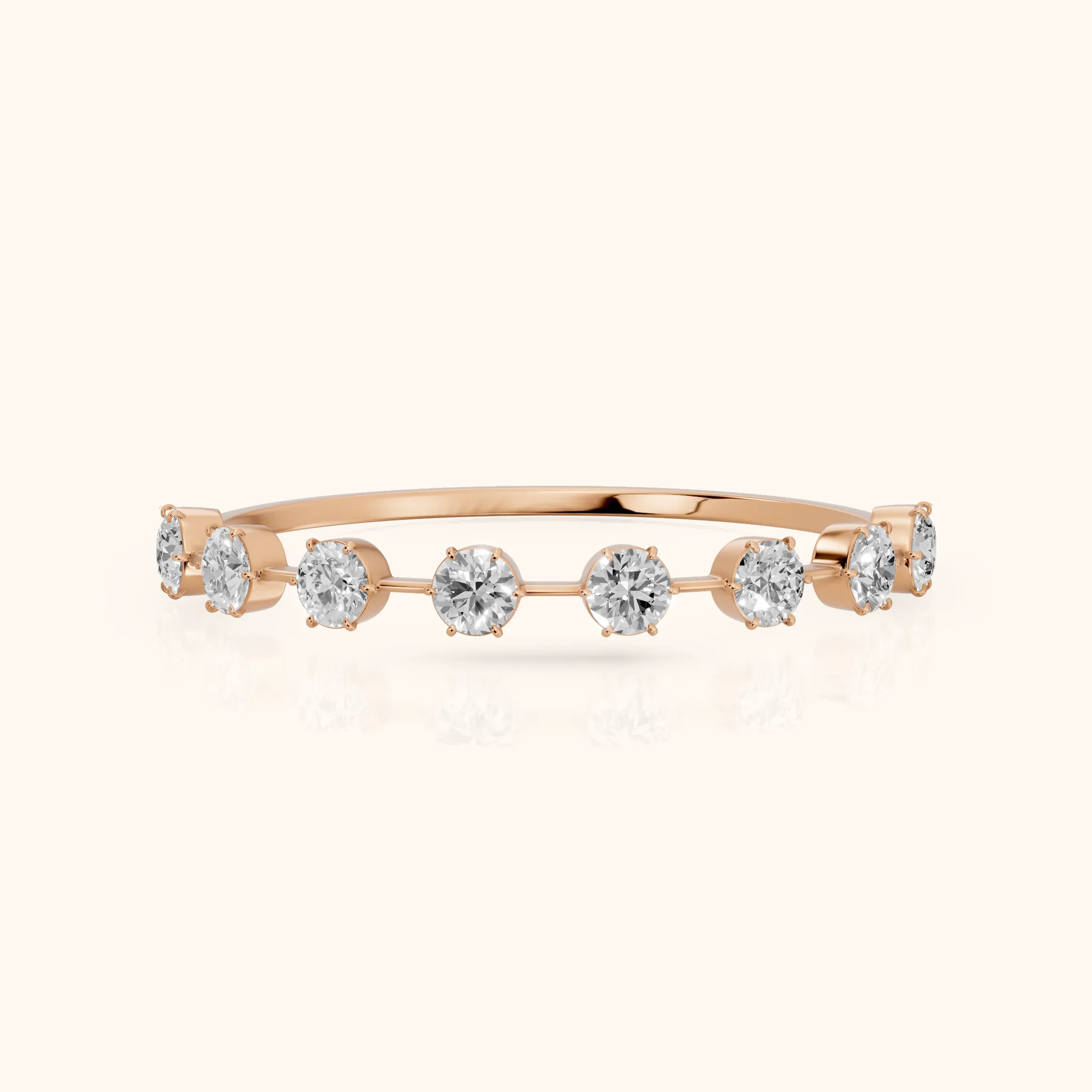Elise Petite Round Diamond Half Eternity Band in Rose Gold — view 1